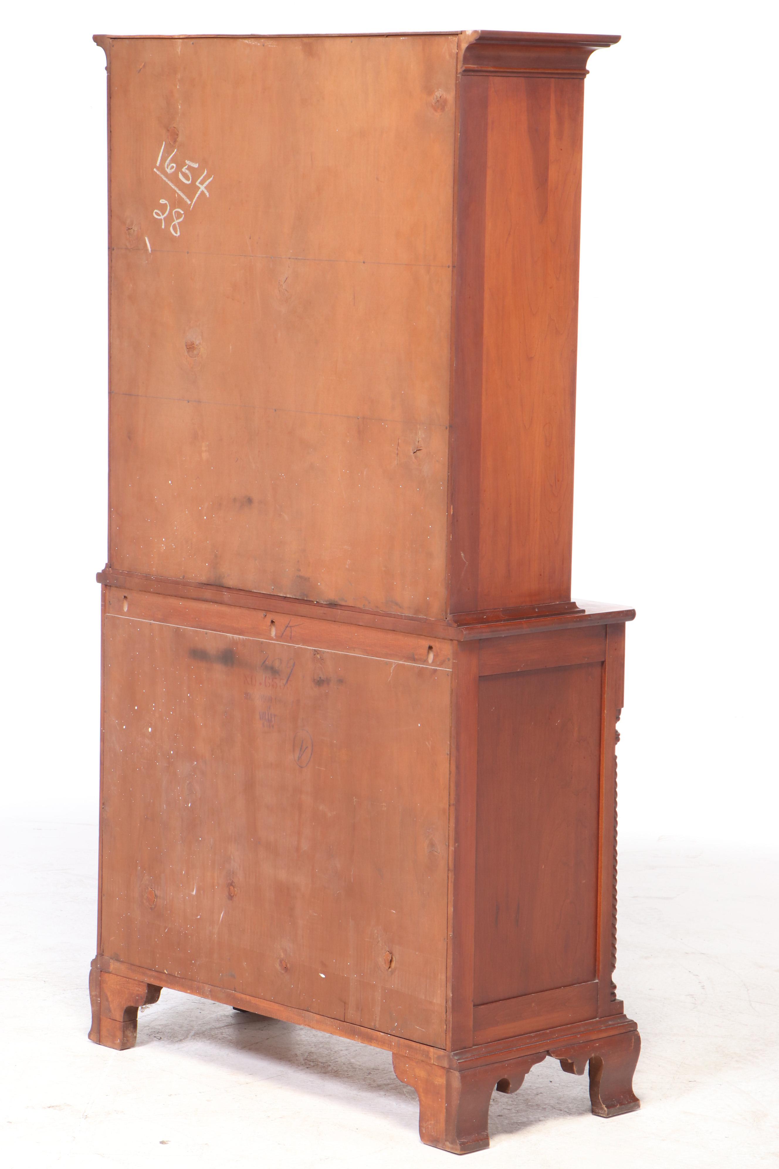 Willett Chippendale Style Cherrywood Stepback China Cabinet, Mid-20th Century