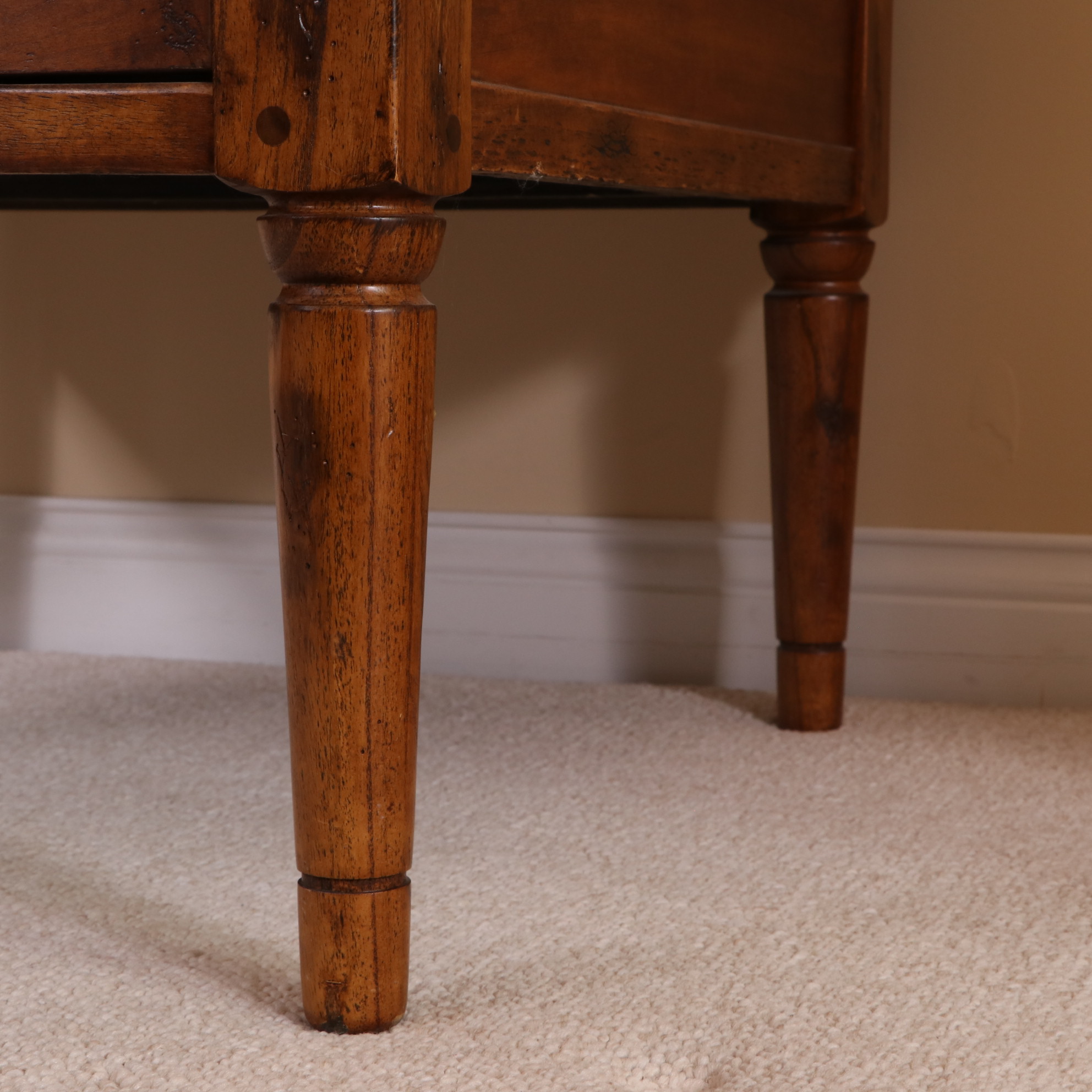 Two-Drawer Wood Side Table with Glass Inset over Woven Top Design