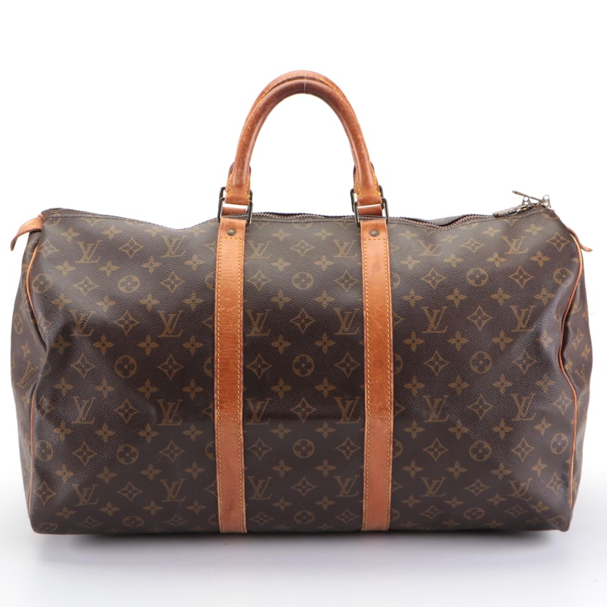 Louis Vuitton Keepall 50 in Monogram Coated Canvas and Vachetta Leather