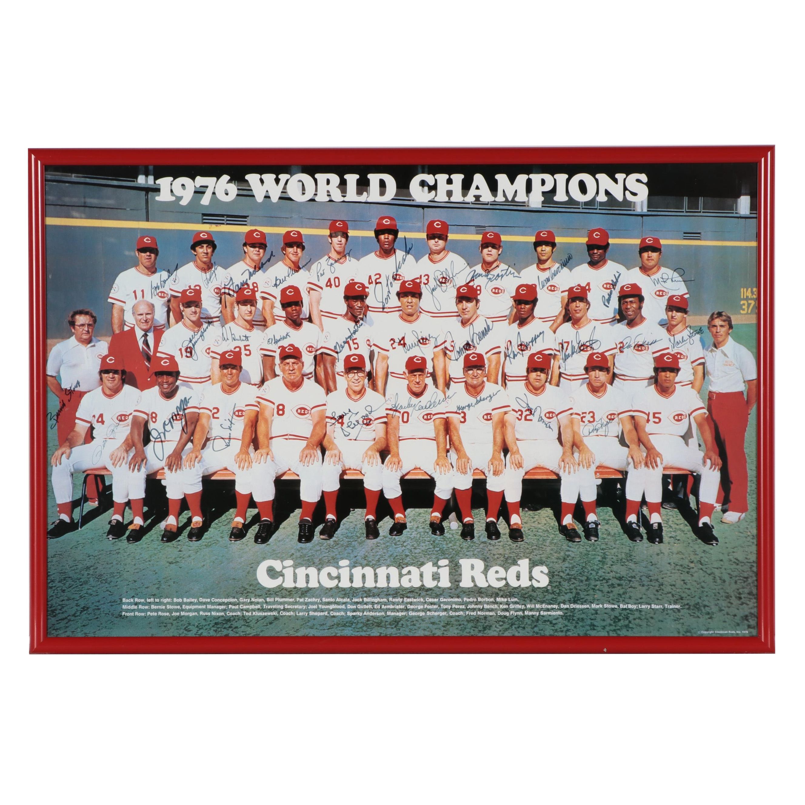 1976 Cincinnati Reds "World Champions" Signed Poster, Framed, CEI Sports COA