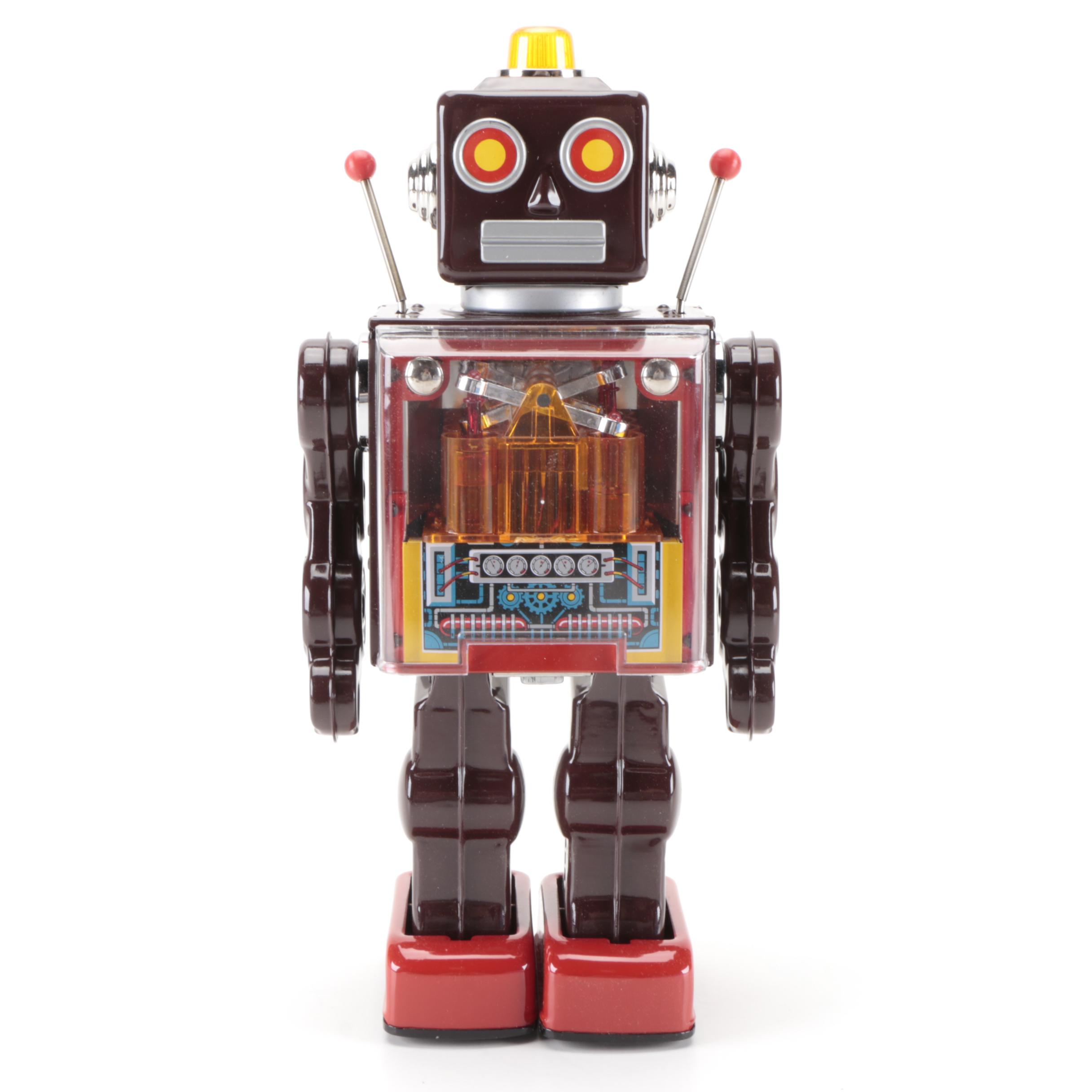 Metal House Piston Robot III Battery-Operated Tin Litho Toy
