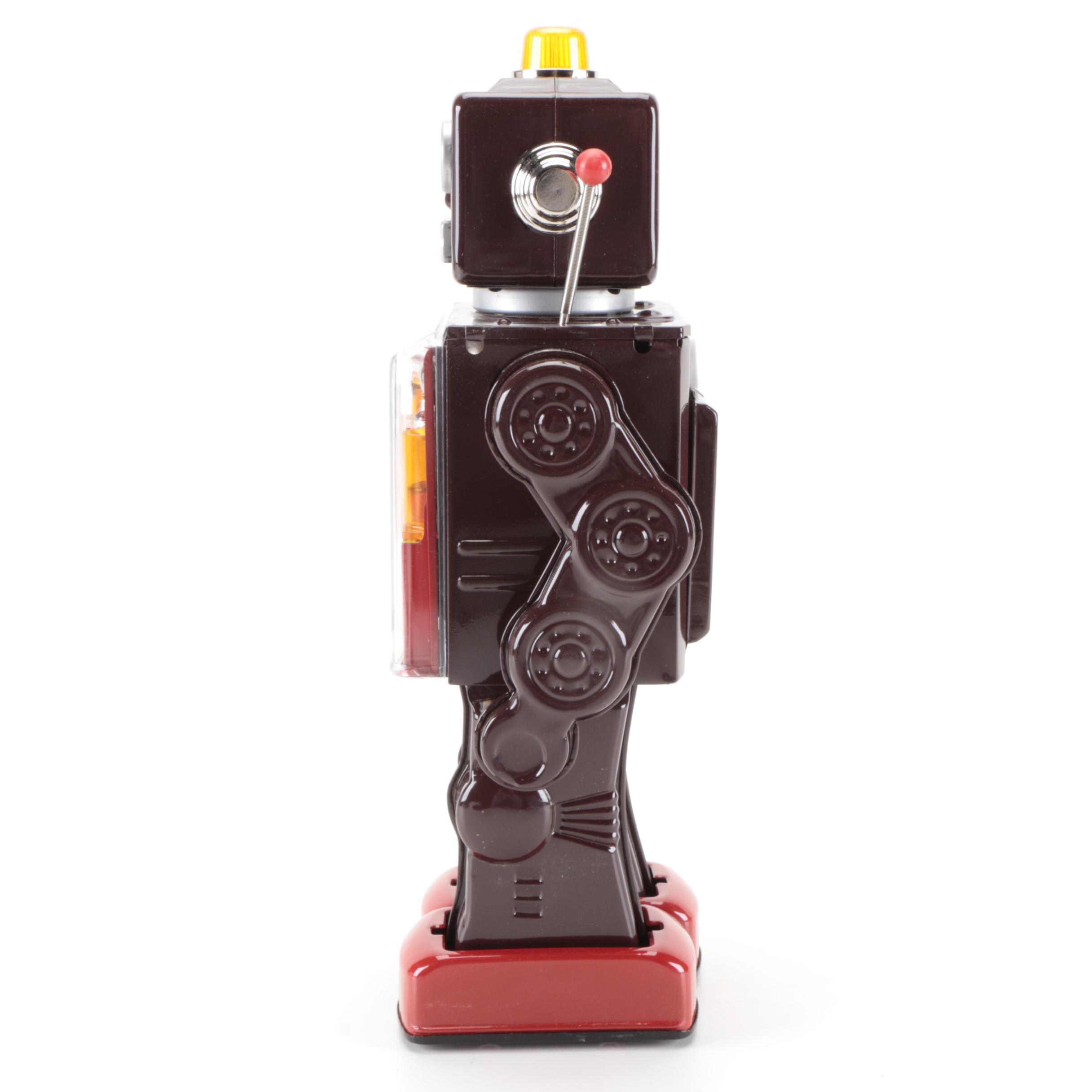 Metal House Piston Robot III Battery-Operated Tin Litho Toy