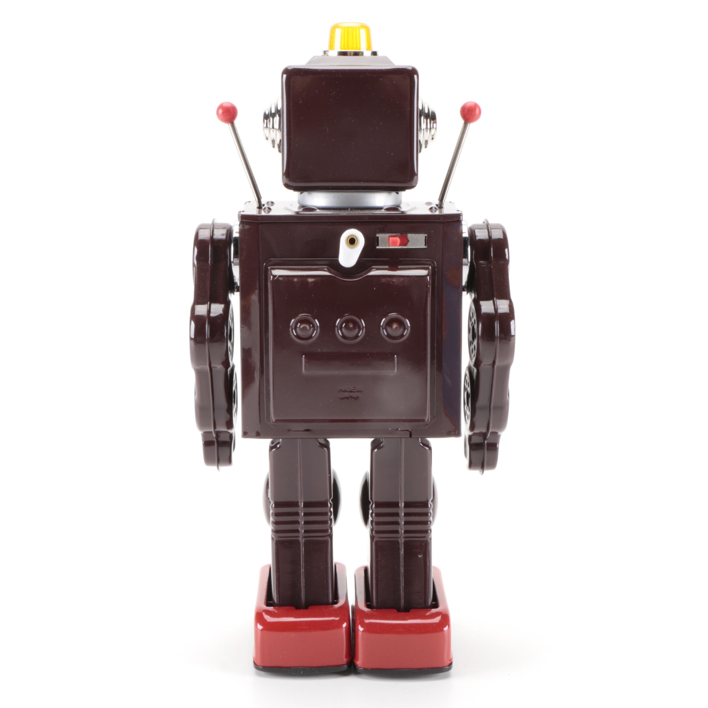 Metal House Piston Robot III Battery-Operated Tin Litho Toy
