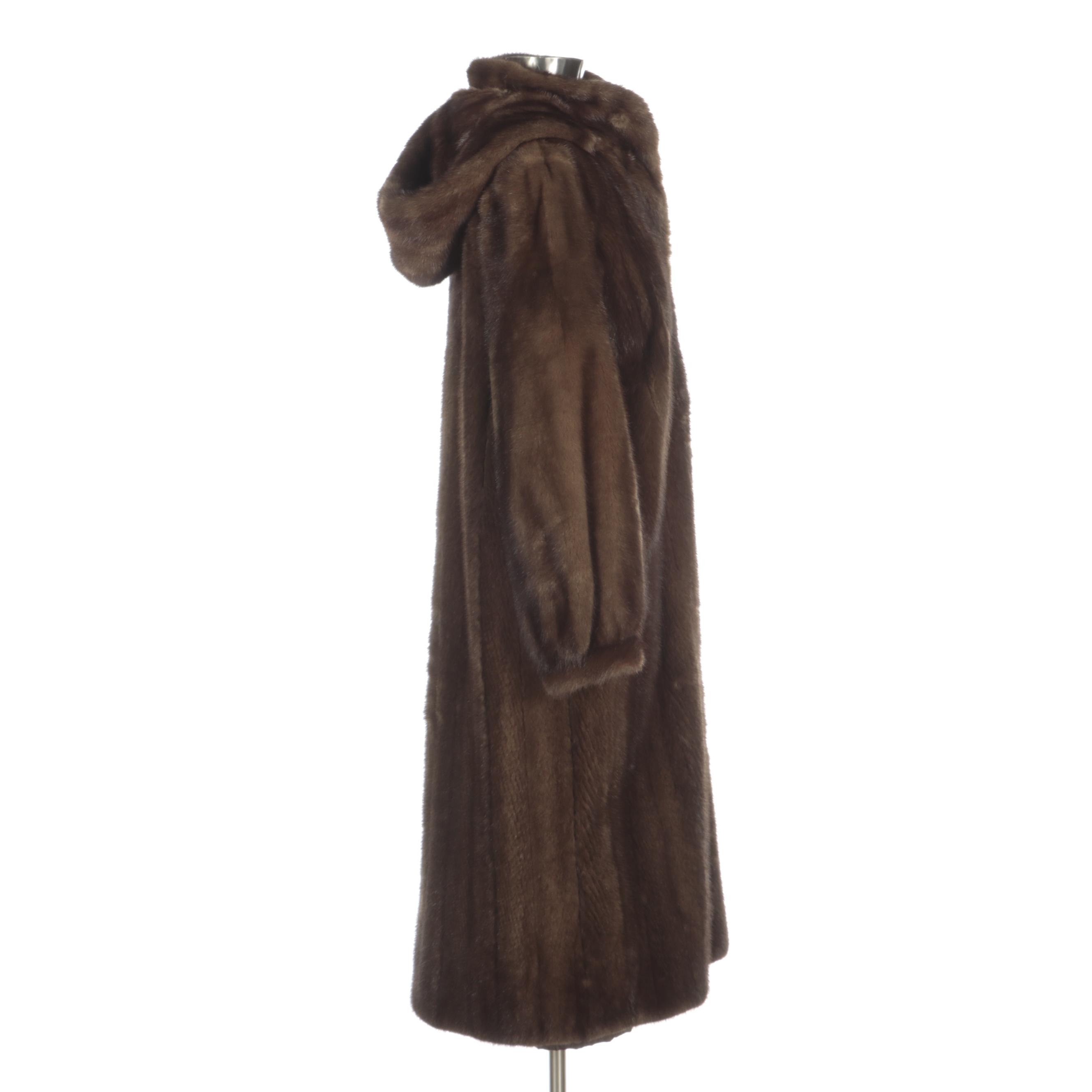 Demi Buff Mink Fur Coat with Detachable Hood