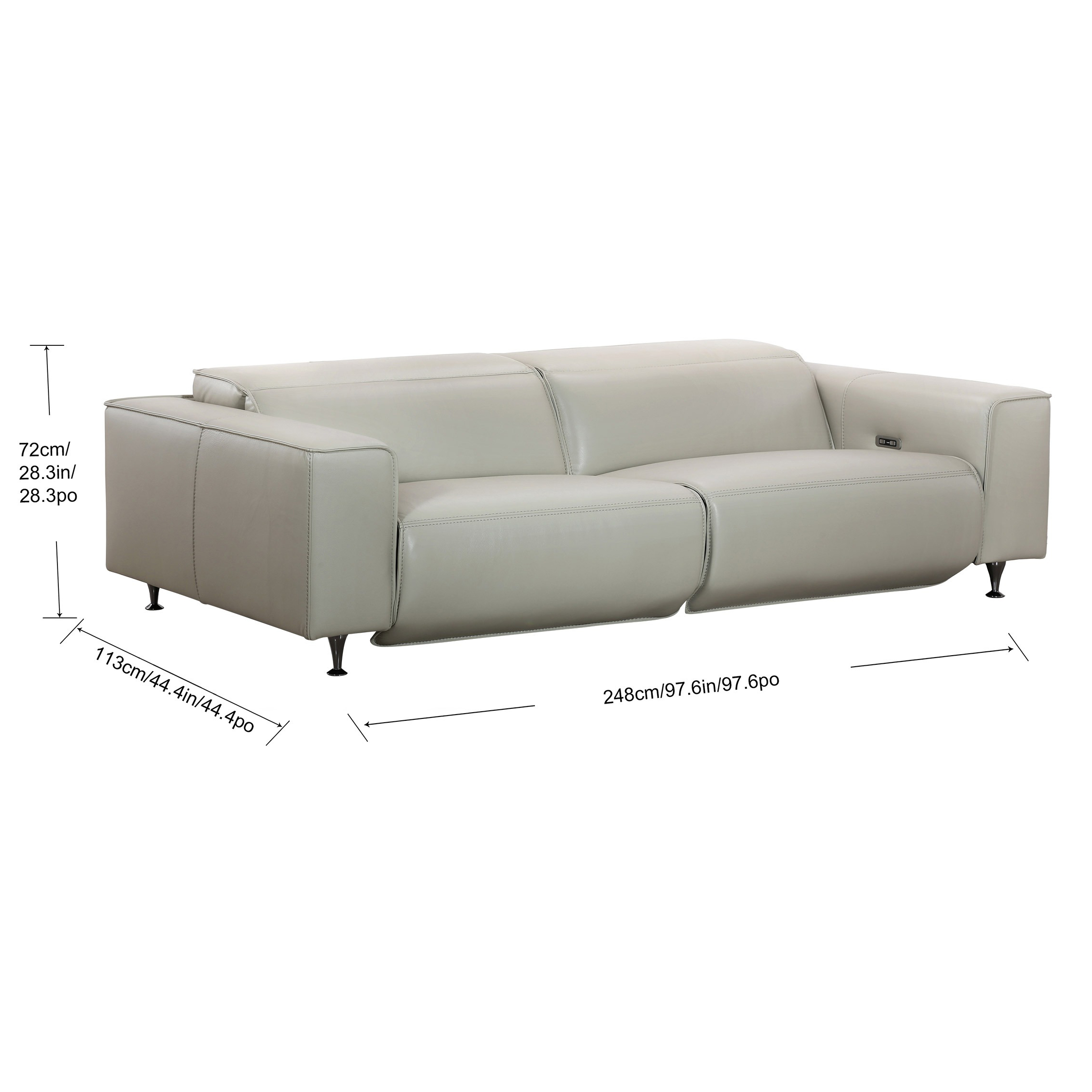 Simon Li "Braxham" Leather Power Reclining Sofa with Power Headrests in Beige
