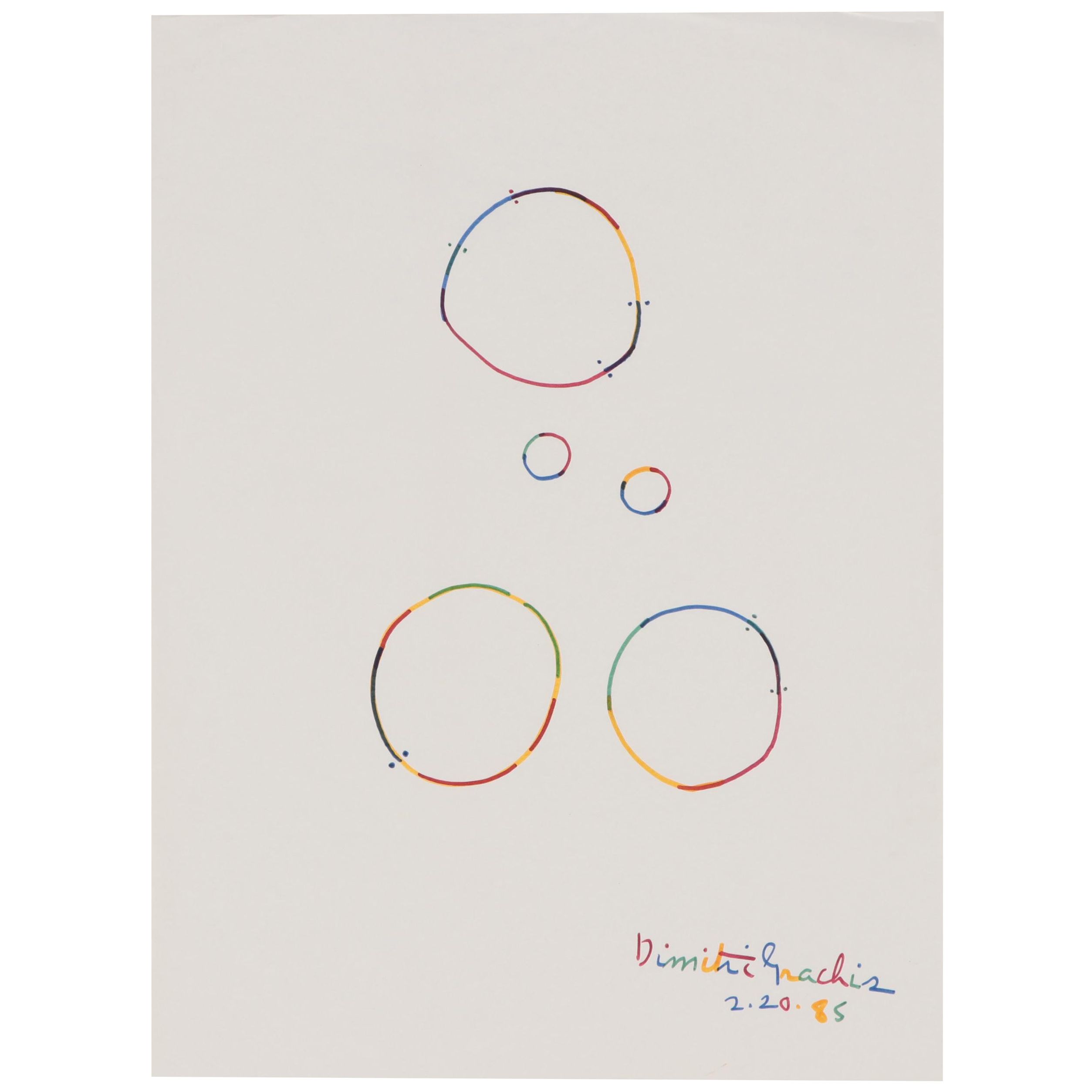 Dimitri Grachis Abstract Ink Drawing, 1985