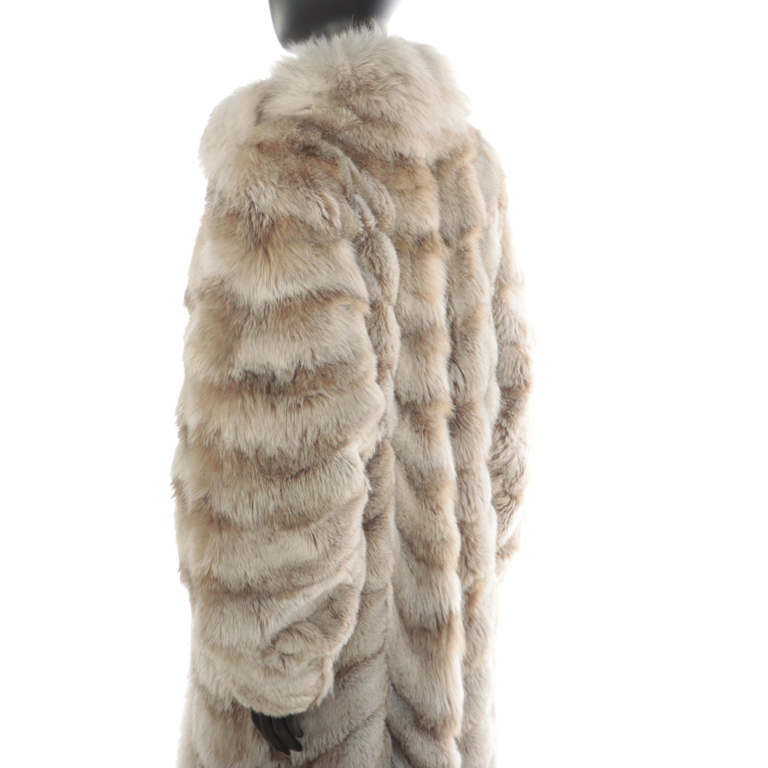 Creeds Canadian Lynx Paw Fur Full-Length Coat with Tuxedo Collar