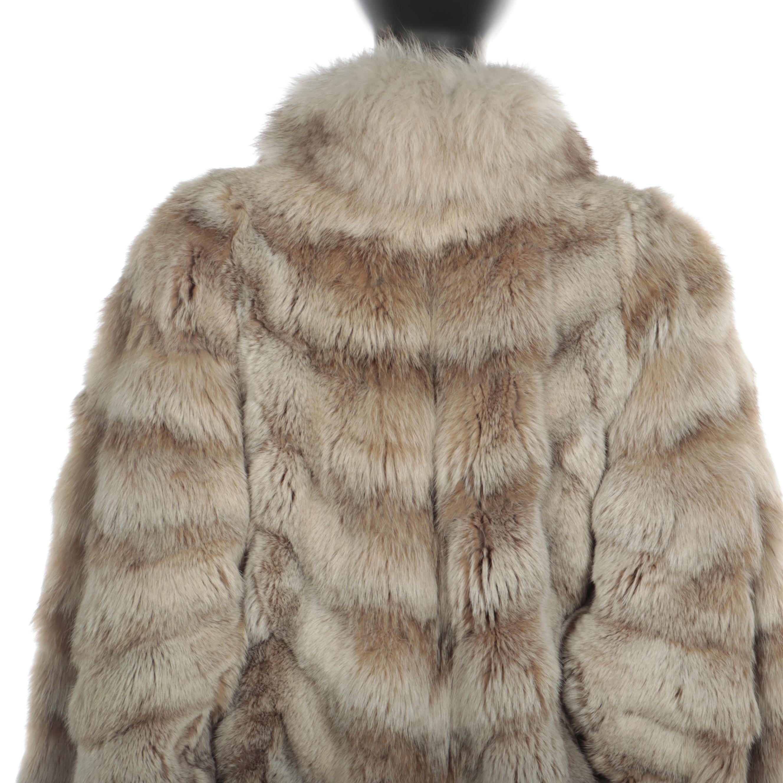 Creeds Canadian Lynx Paw Fur Full-Length Coat with Tuxedo Collar