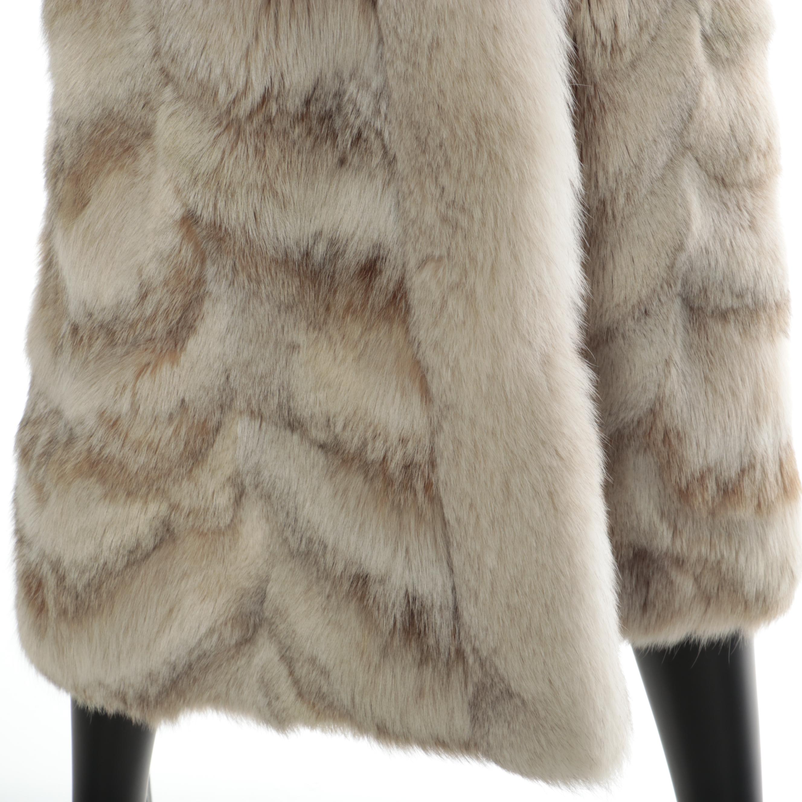 Creeds Canadian Lynx Paw Fur Full-Length Coat with Tuxedo Collar