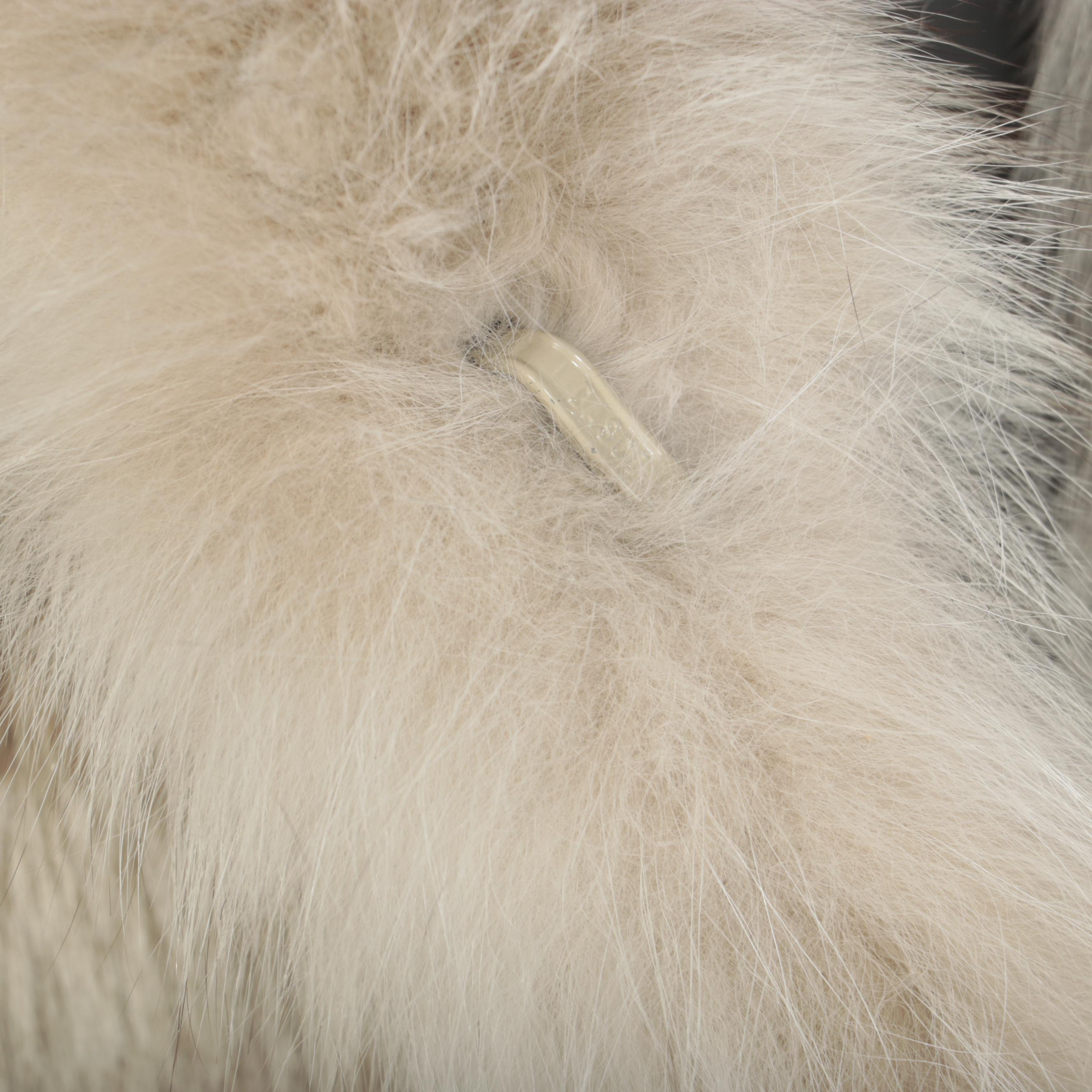 Creeds Canadian Lynx Paw Fur Full-Length Coat with Tuxedo Collar