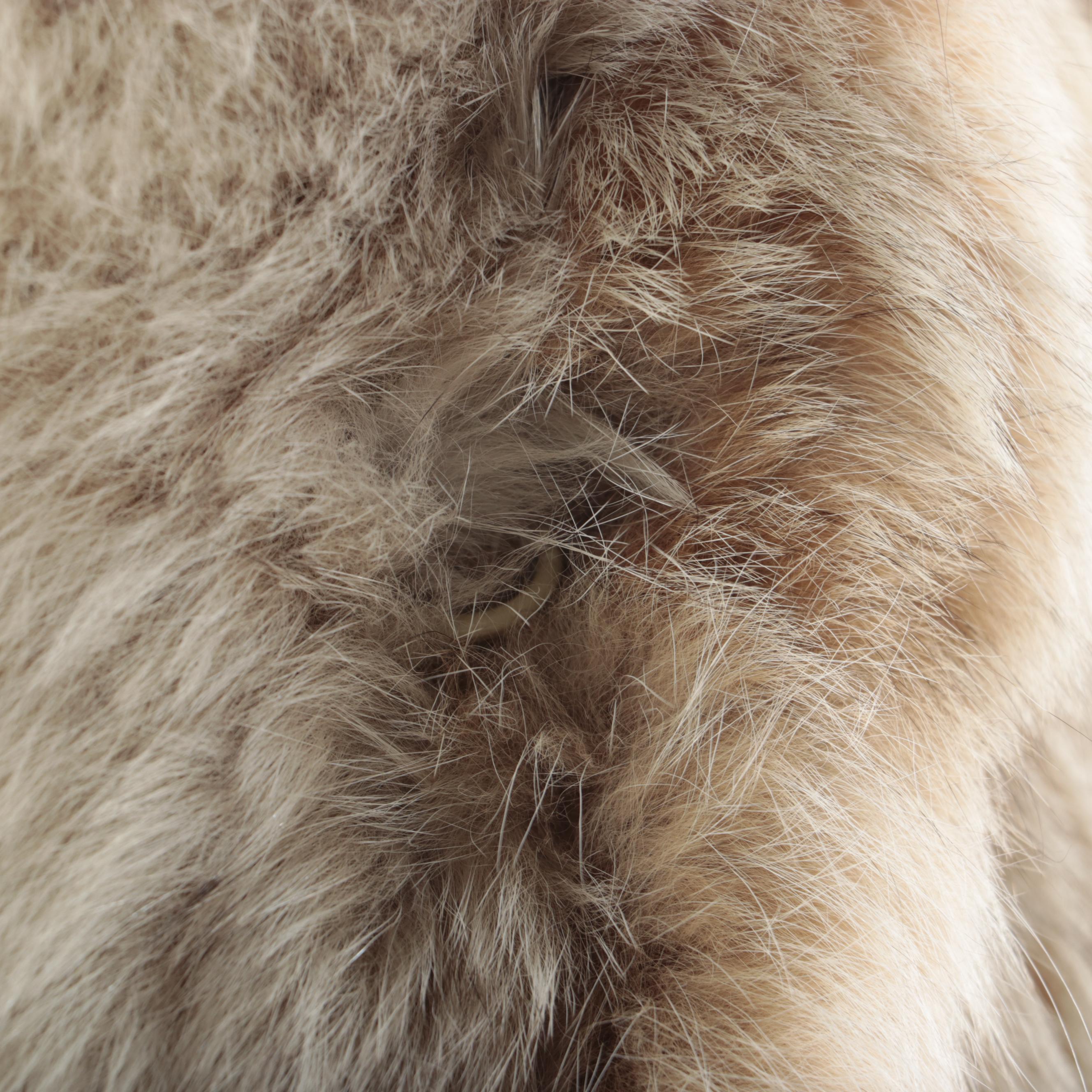 Creeds Canadian Lynx Paw Fur Full-Length Coat with Tuxedo Collar