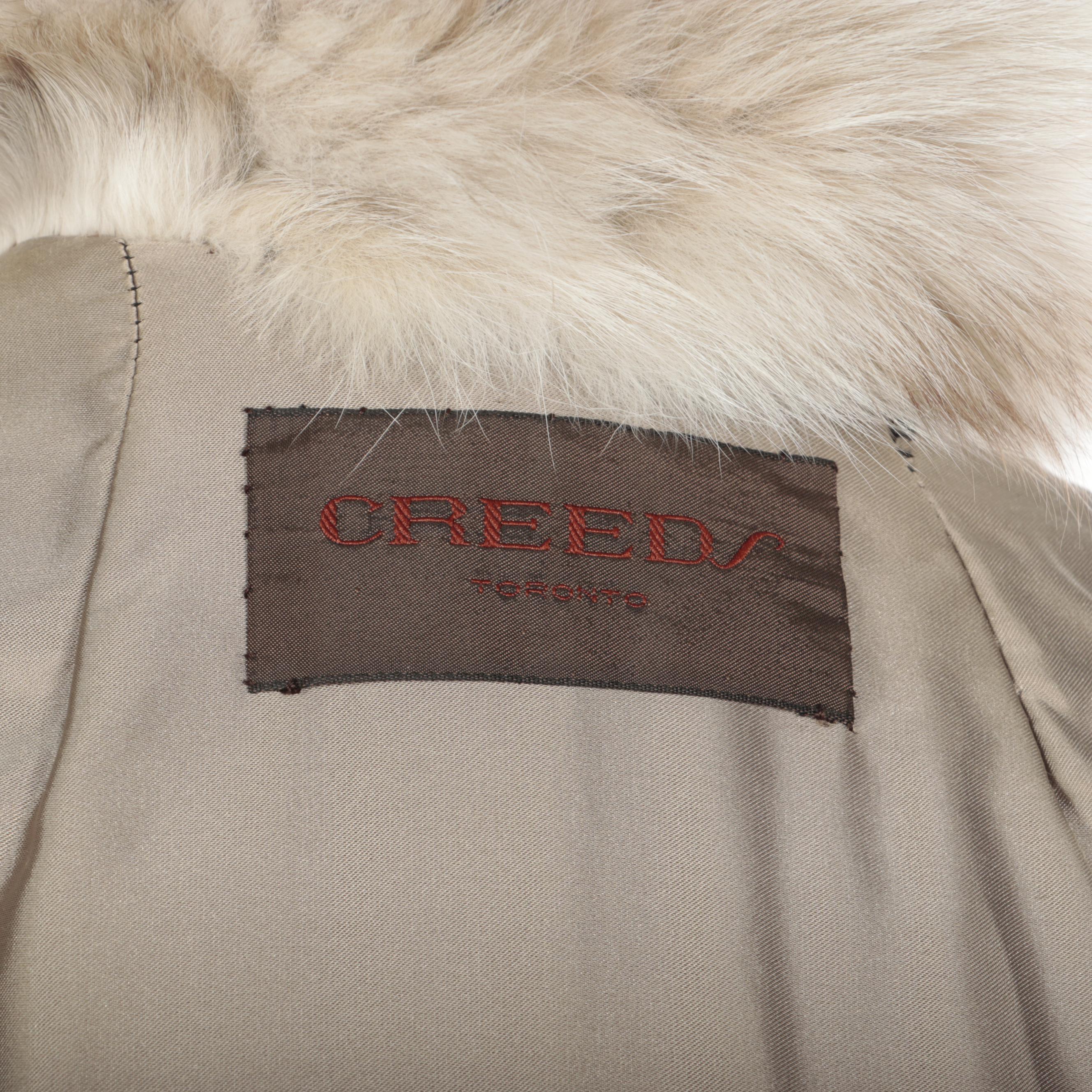 Creeds Canadian Lynx Paw Fur Full-Length Coat with Tuxedo Collar