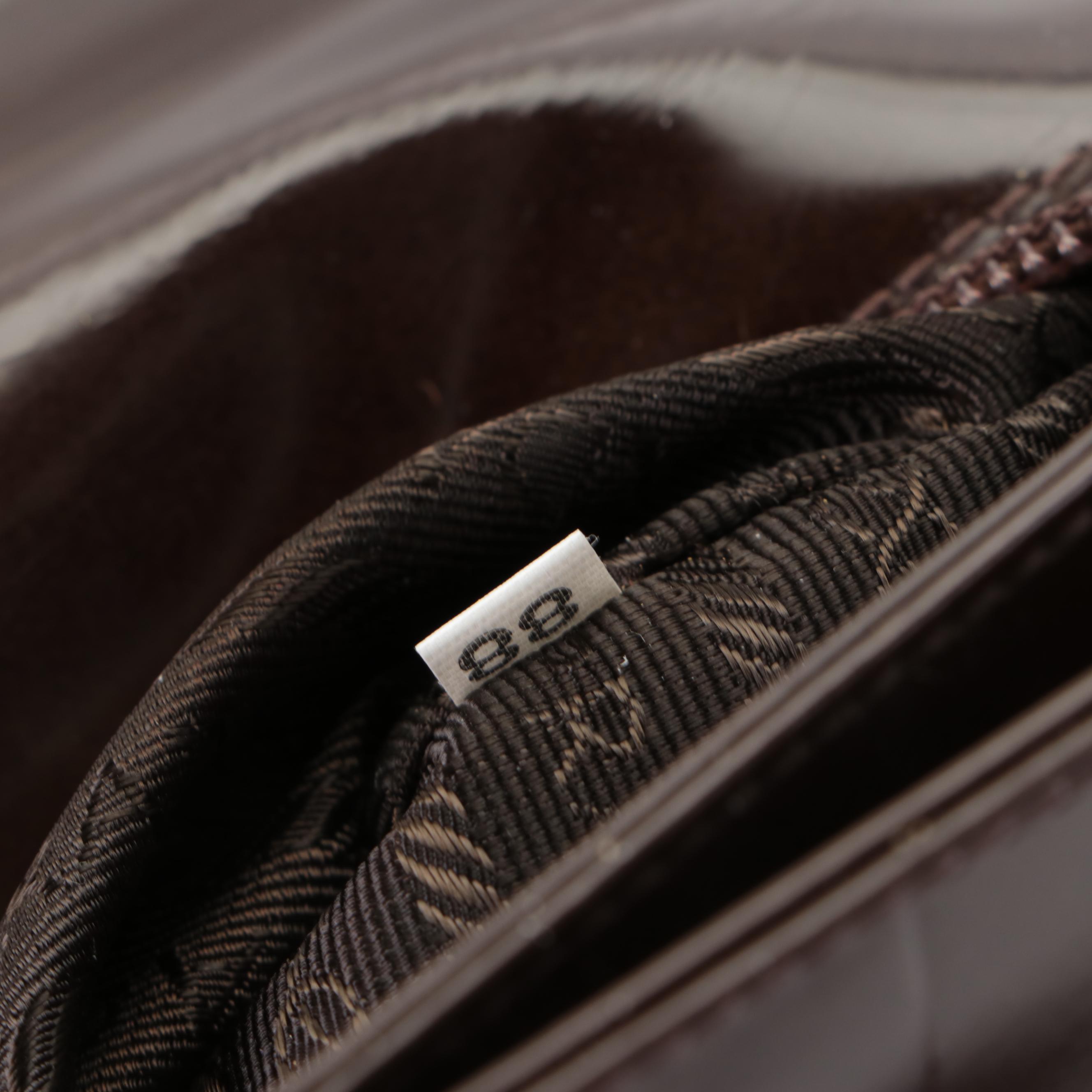 Prada Flap Shoulder Bag in Brown Geometric-Embossed Spazzolato Leather