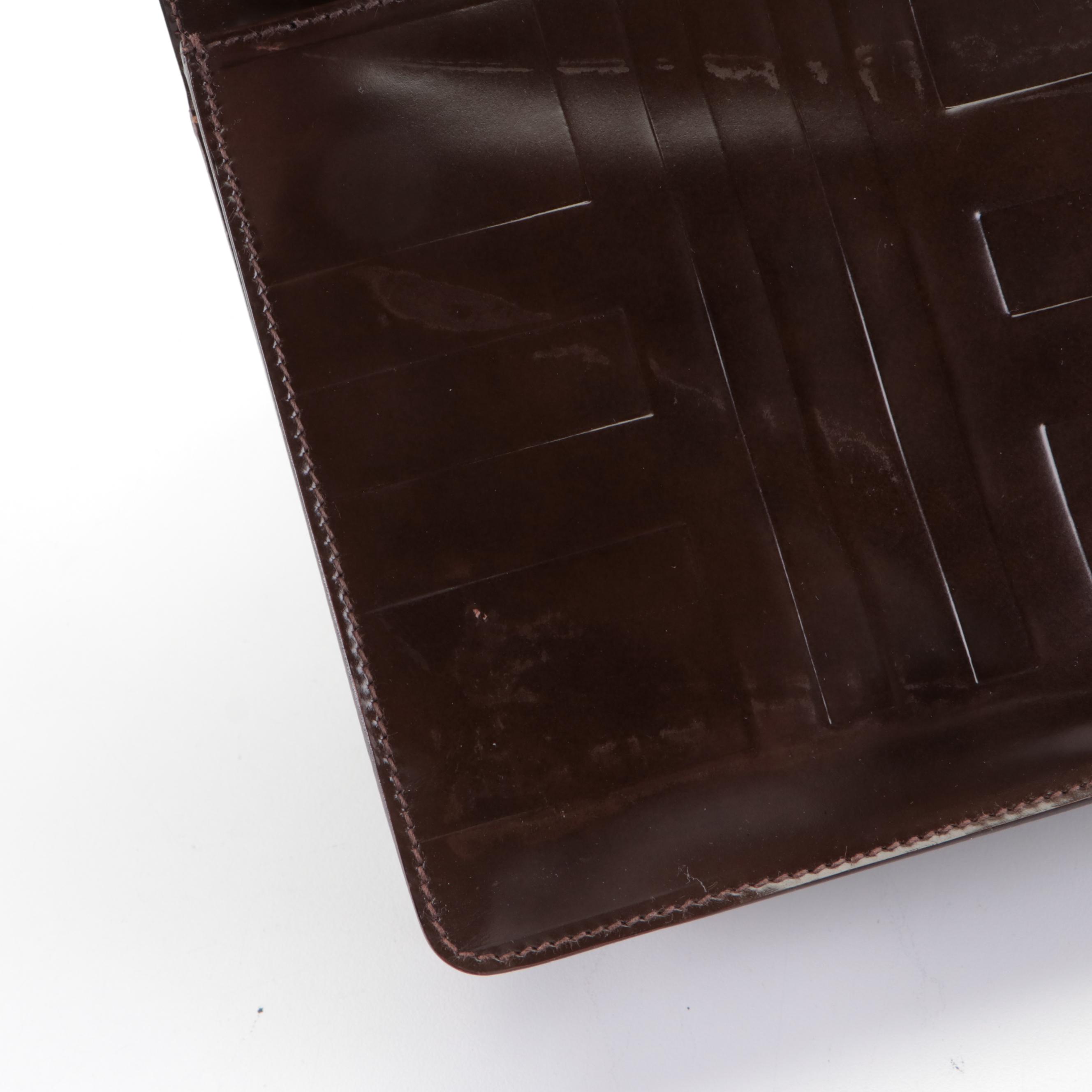 Prada Flap Shoulder Bag in Brown Geometric-Embossed Spazzolato Leather