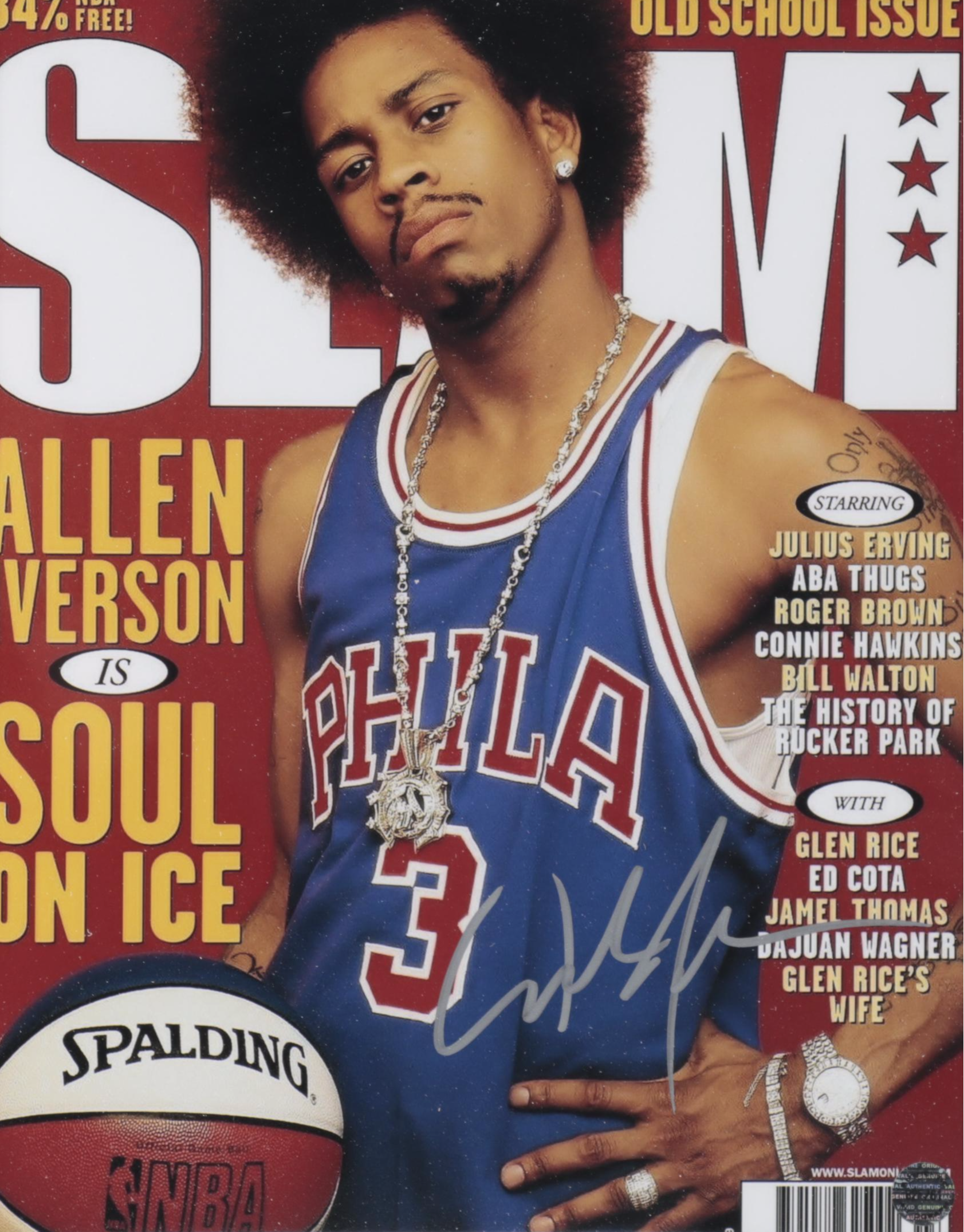 Allen Iverson Signed "Slam" Philadelphia 76ers Magazine Print, Framed, COA