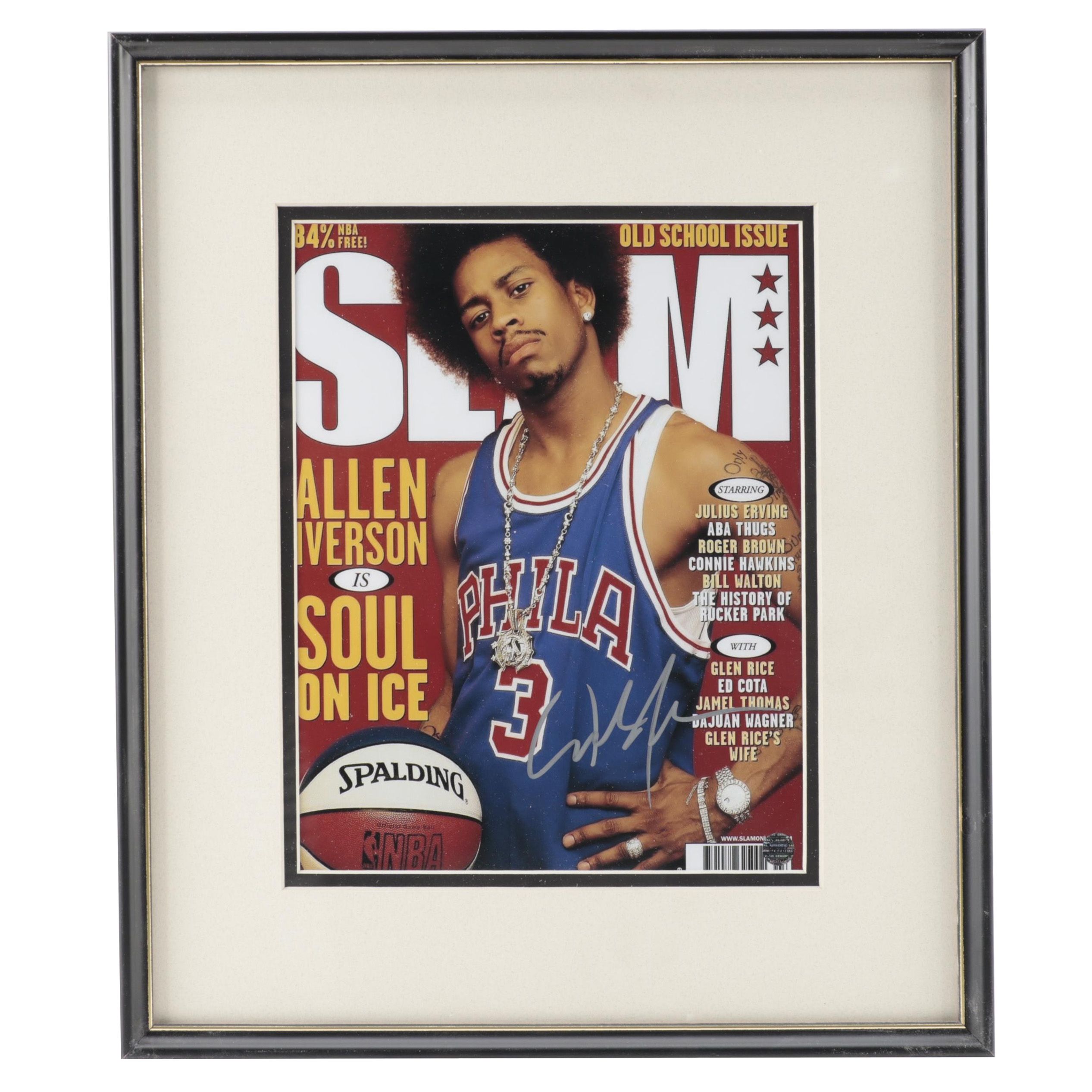 Allen Iverson Signed "Slam" Philadelphia 76ers Magazine Print, Framed, COA