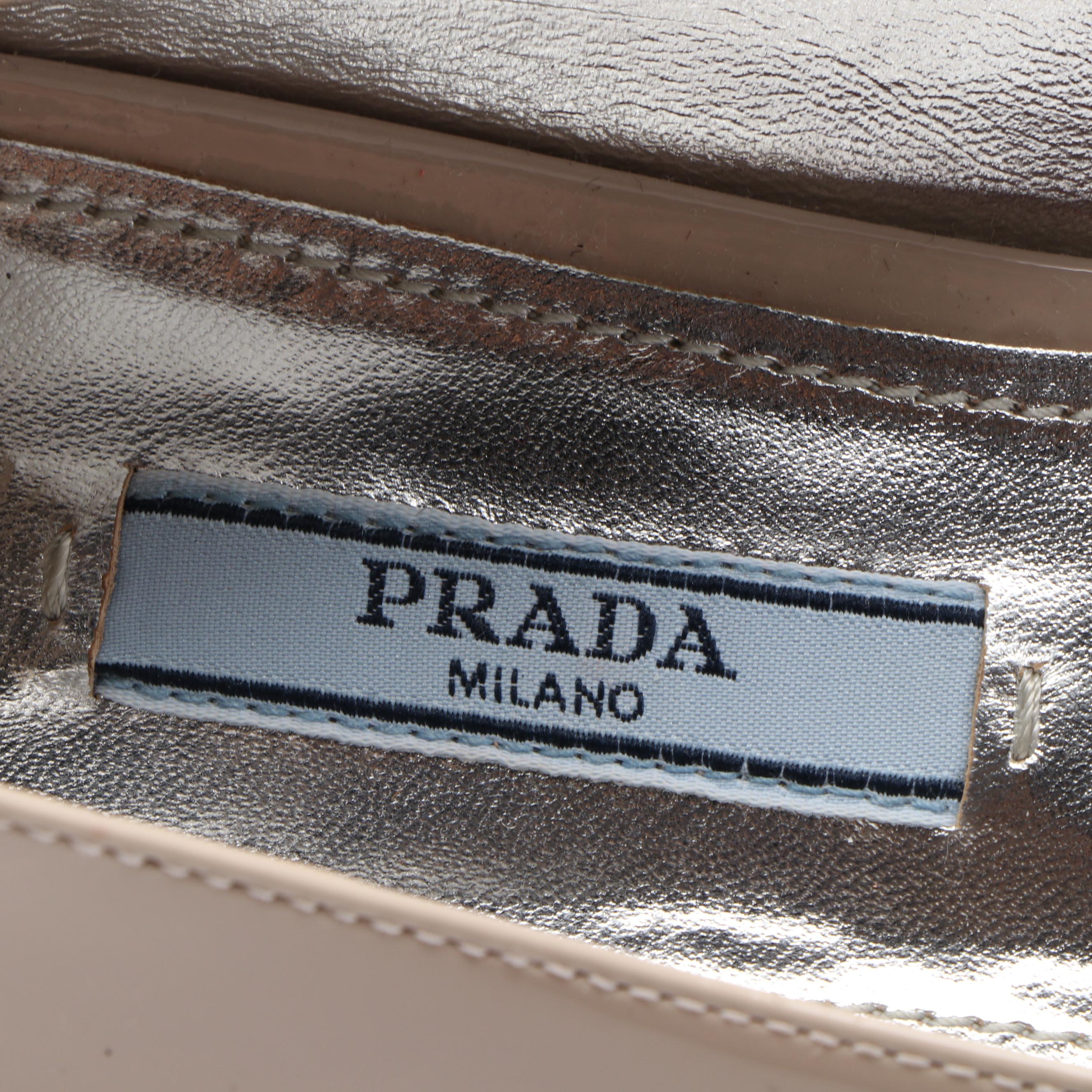 Prada Buckle Flats in Sand Patent Leather with Box