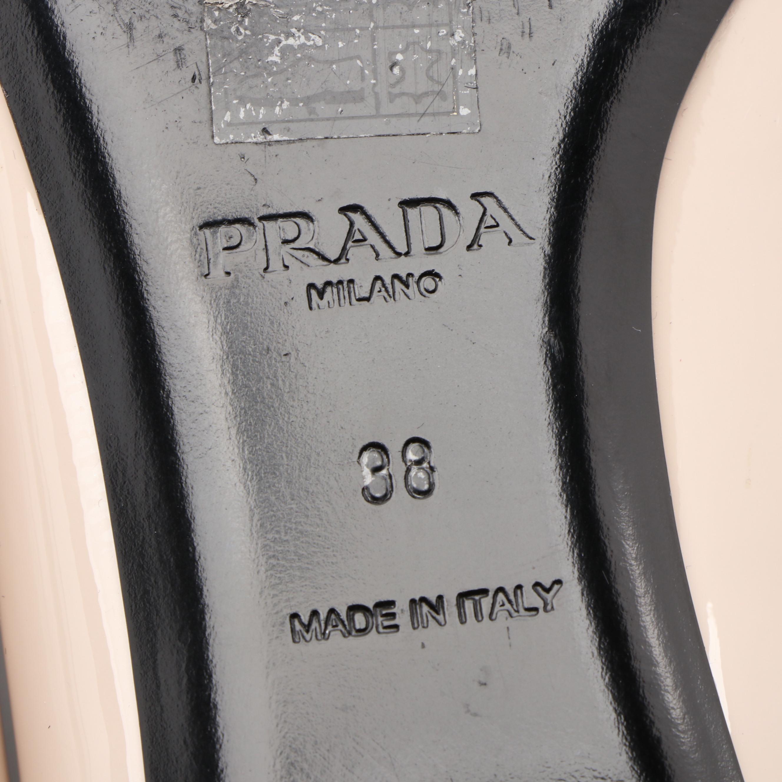 Prada Buckle Flats in Sand Patent Leather with Box