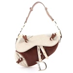 Christian Dior Limited Edition Saddle Bag in Calfskin and Metallic Jacquard