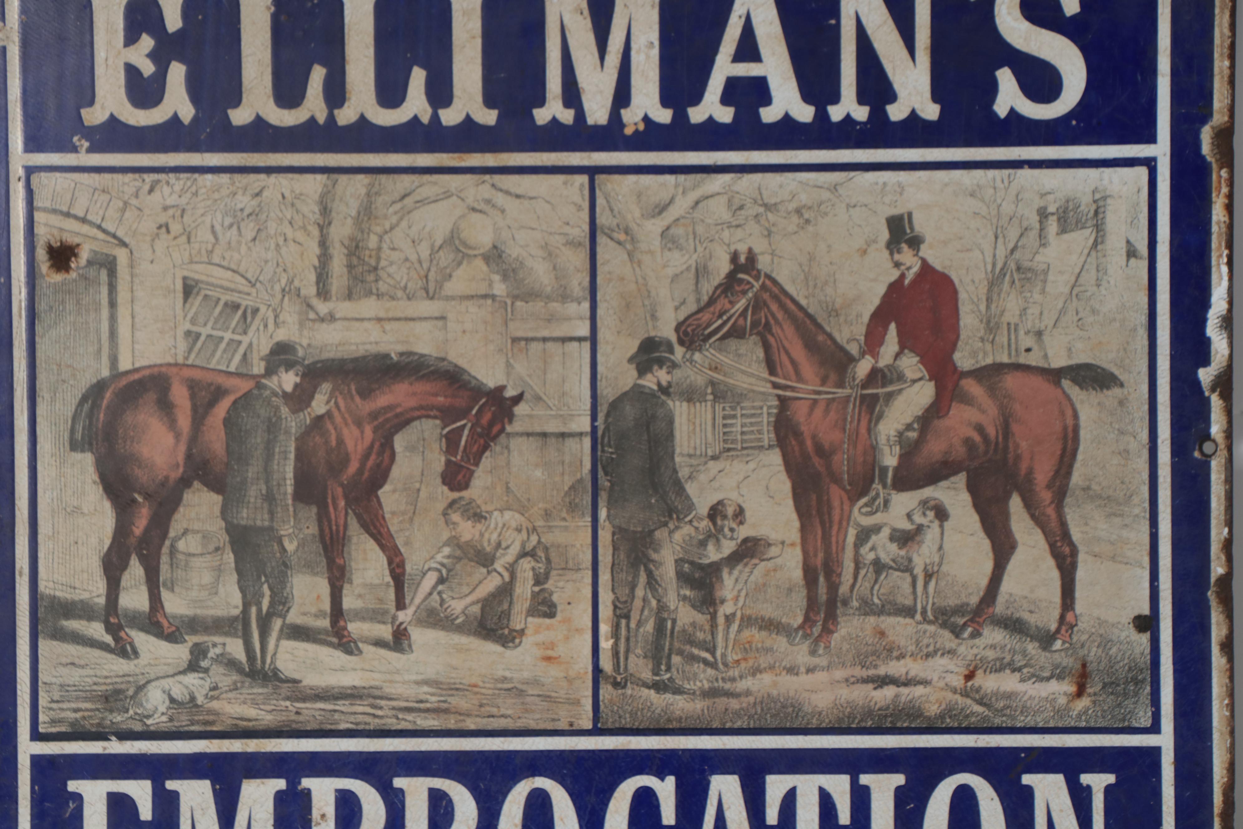 Enameled Metal Sign "Elliman's Embrocation", Late 19th to Early 20th Century