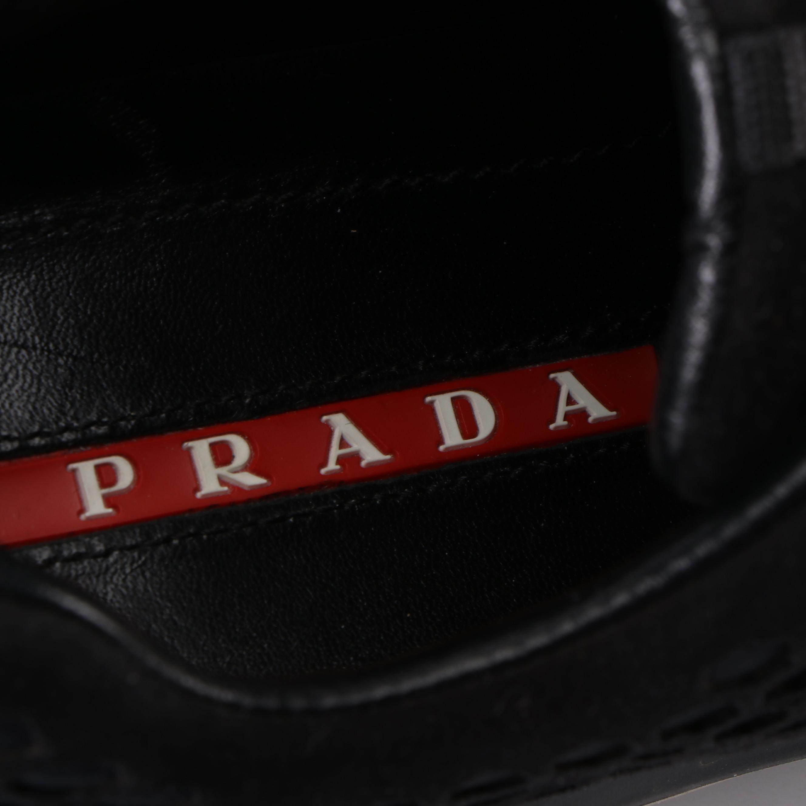 Prada Linea Rossa Sneakers in Black Tech Fabric with Suede Cut-Out Overlay