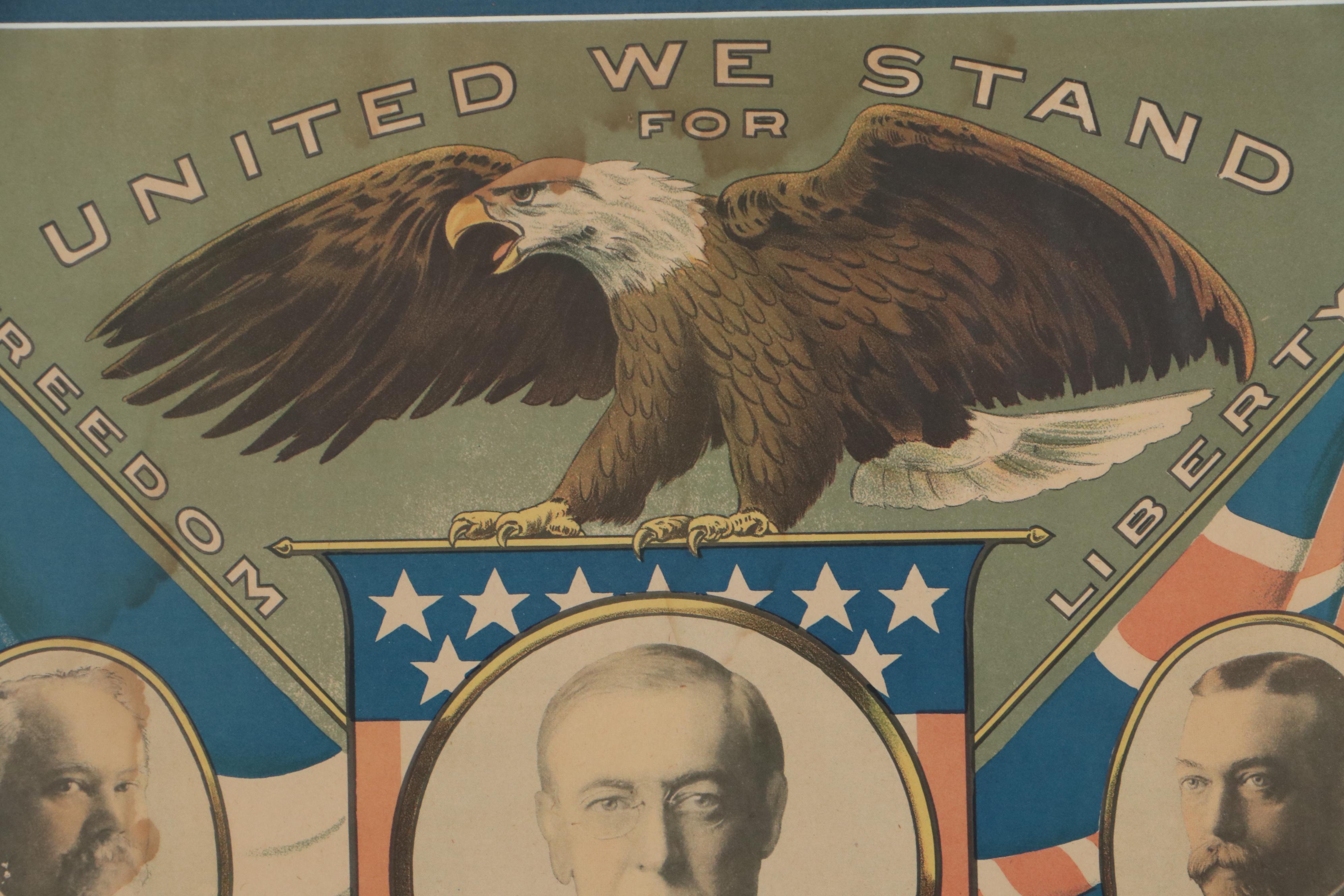 WWI "United We Stand for Freedom, Humanity, Liberty..." U.S. Propaganda Poster