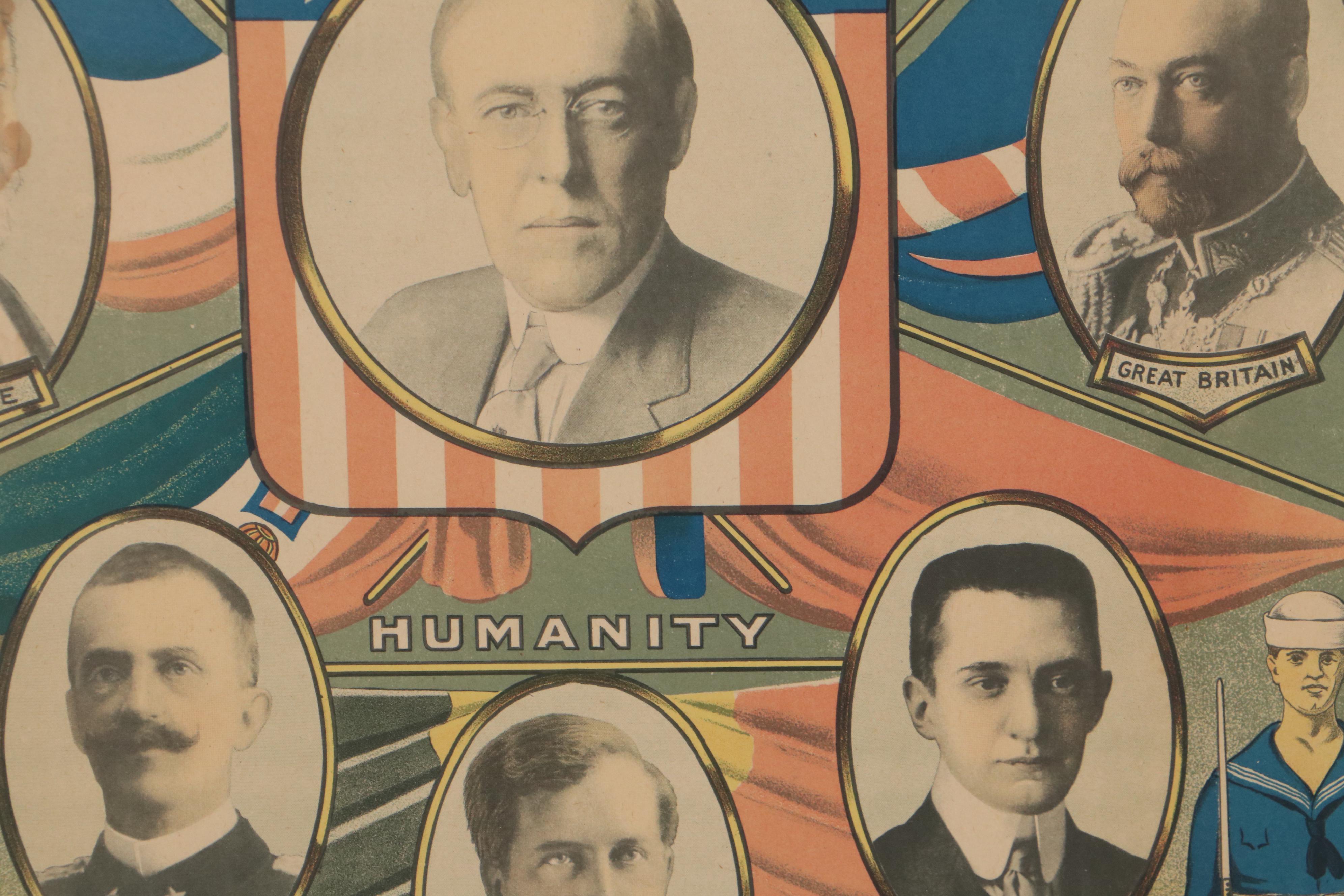 WWI "United We Stand for Freedom, Humanity, Liberty..." U.S. Propaganda Poster