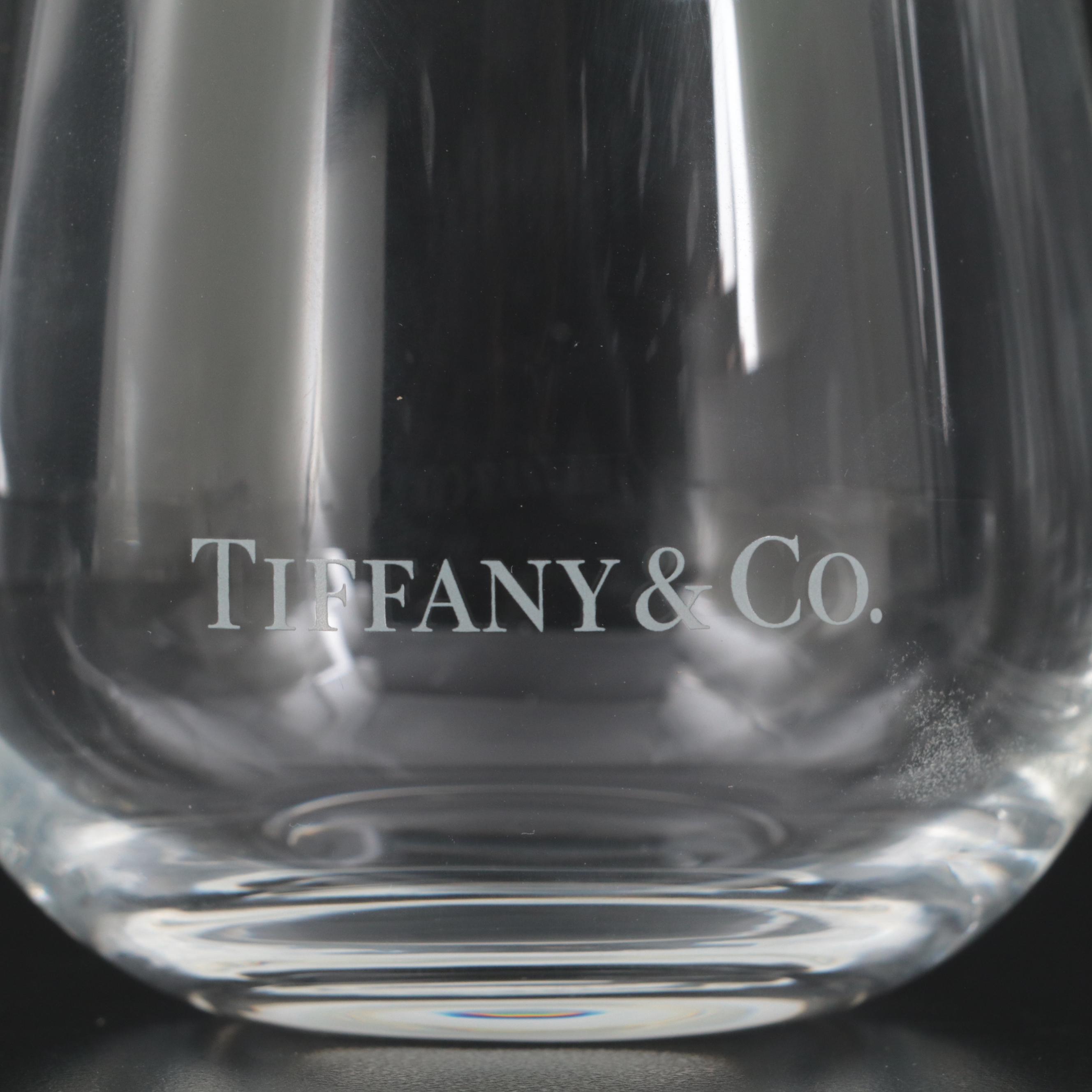 Tiffany & Co. Logo Etched Stemless Wine Glasses