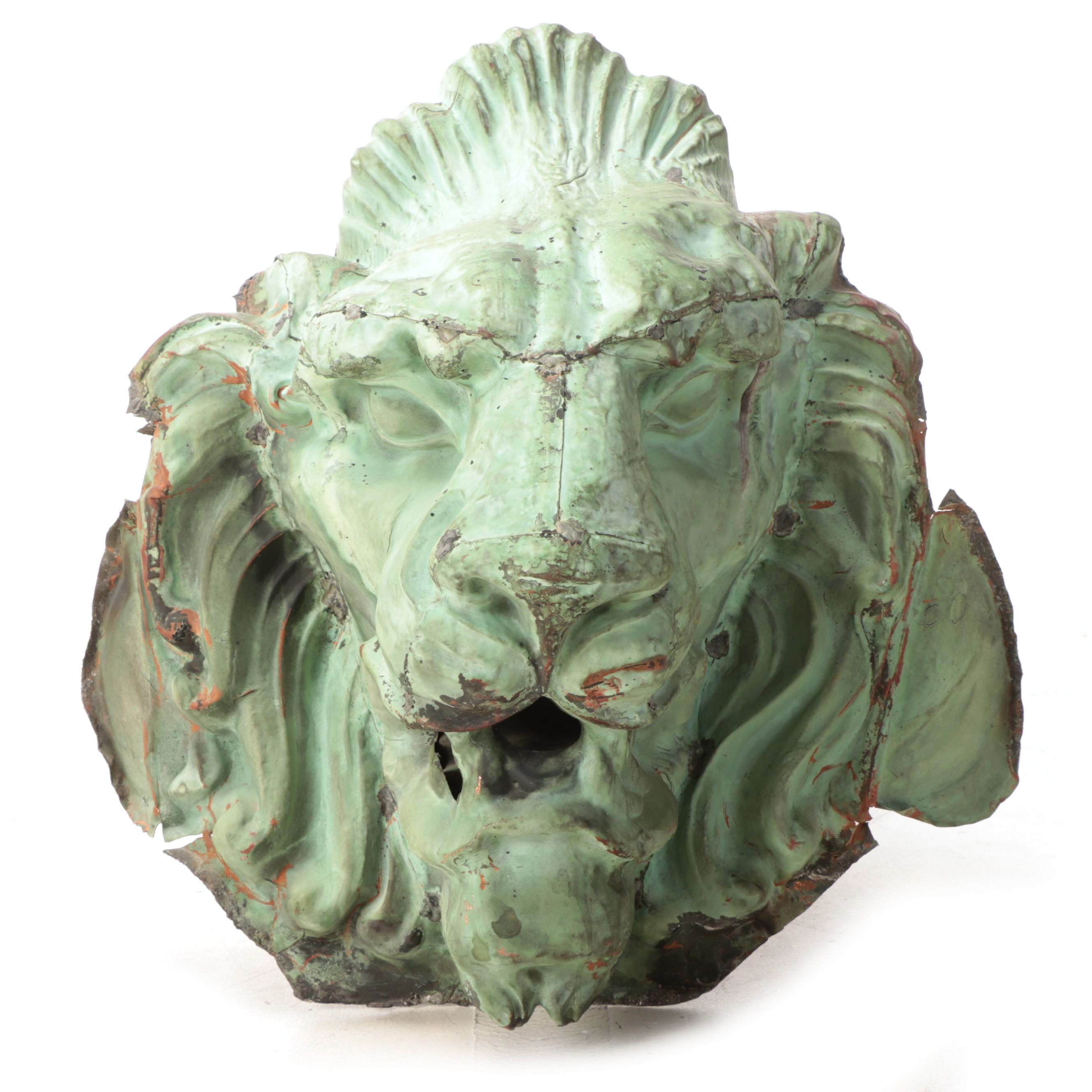 Copper Lion Head Fountain Spout