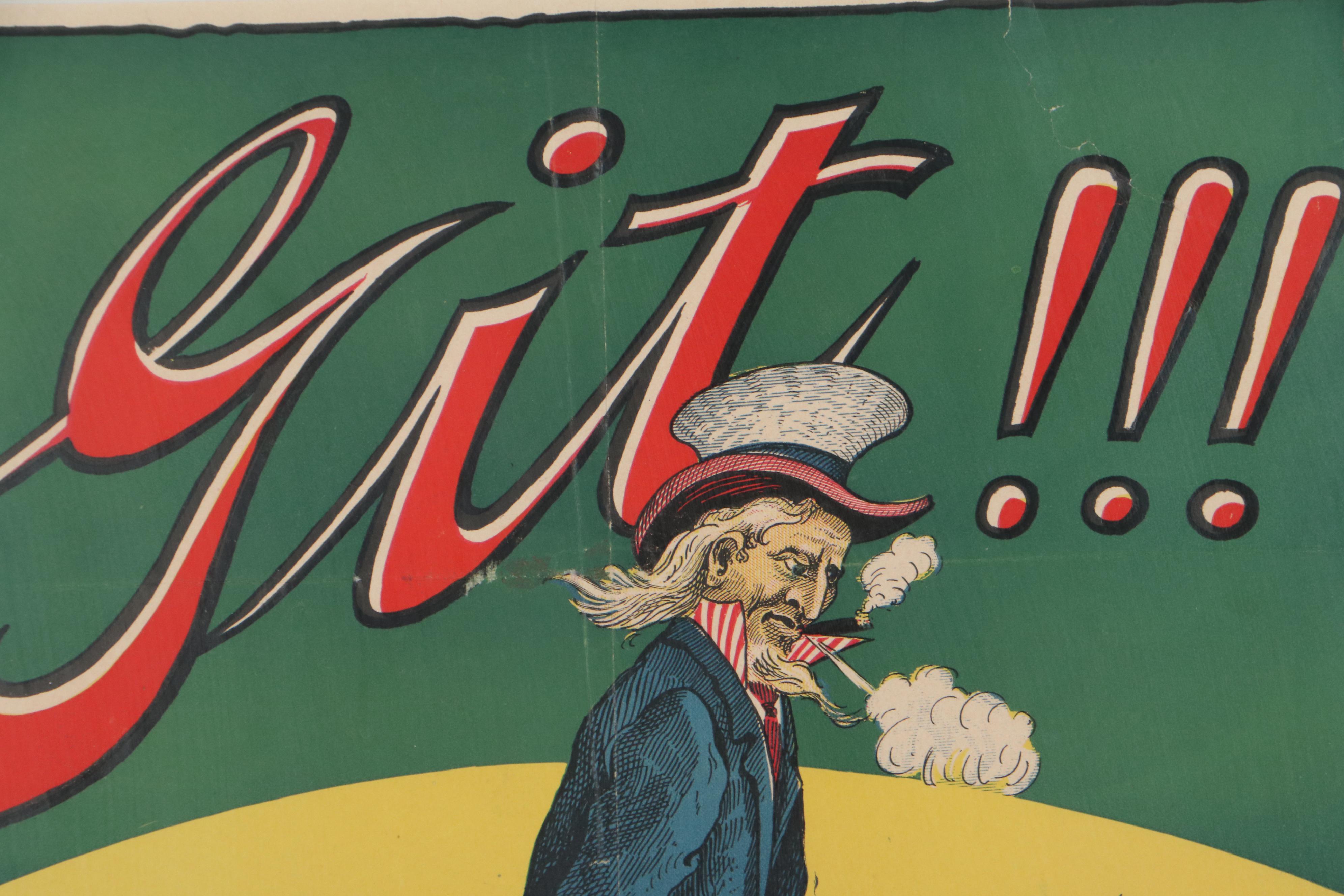 Spanish-American War Propaganda Chromoxylograph Poster "Git", 1898