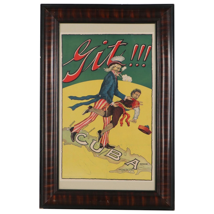 Spanish-American War Propaganda Chromoxylograph Poster "Git", 1898