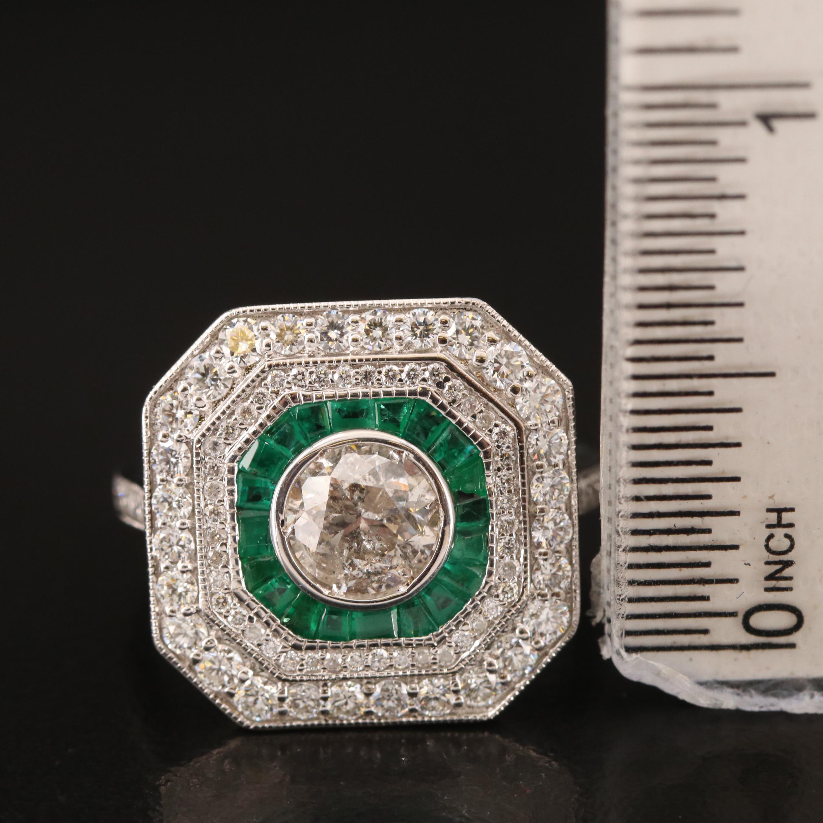 Oscar Friedman 18K 1.84 CTW Diamond and Emerald Ring