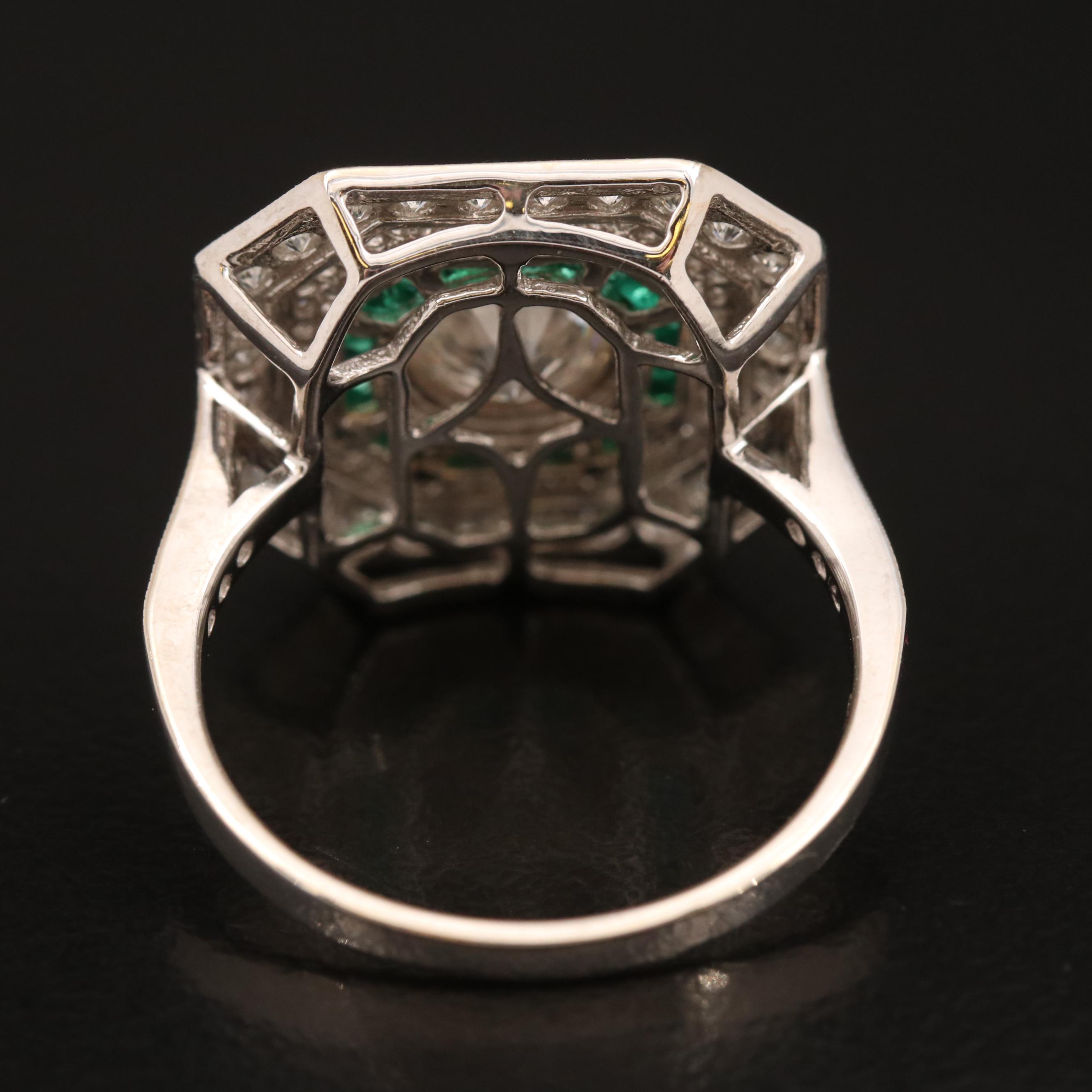 Oscar Friedman 18K 1.84 CTW Diamond and Emerald Ring