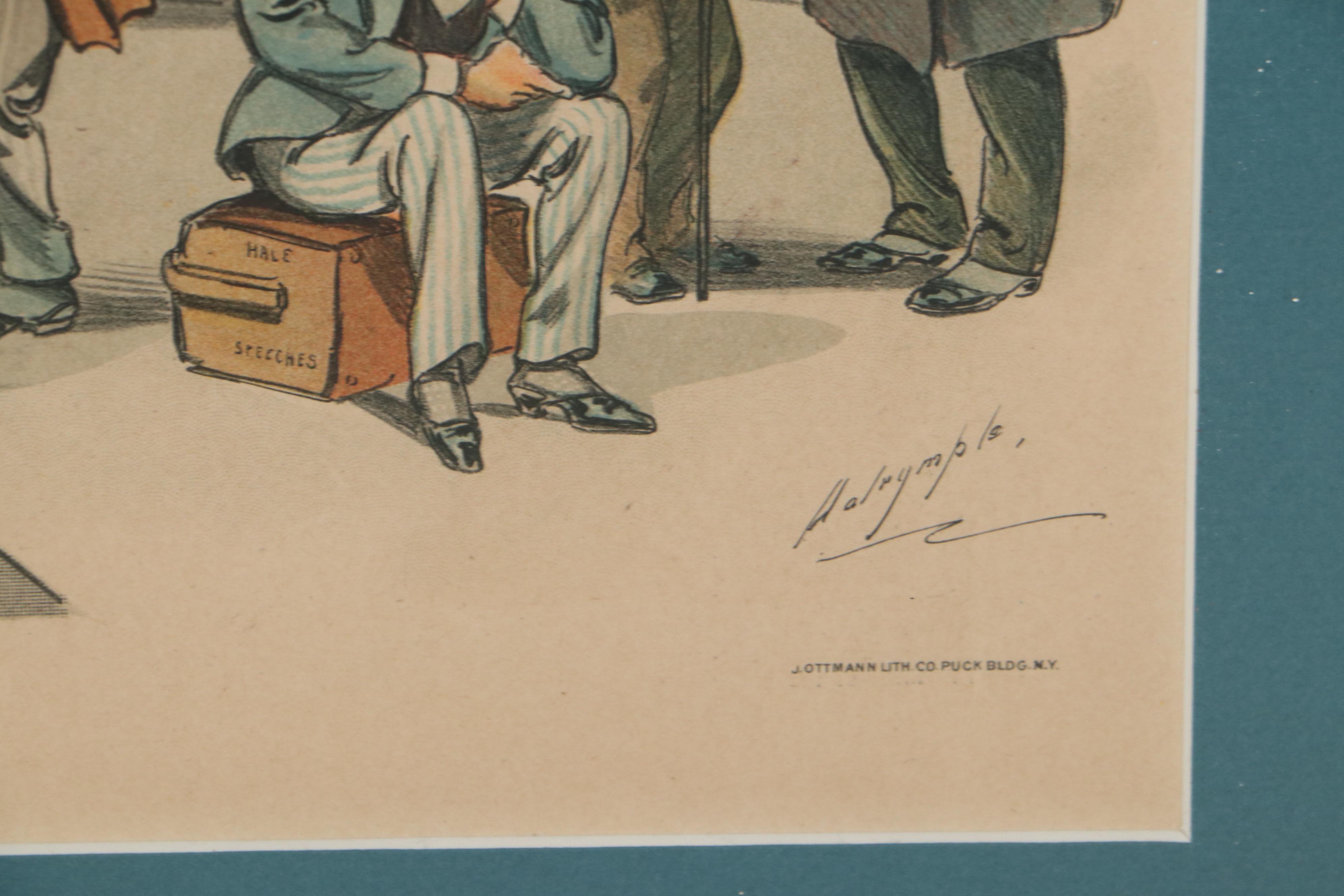 Puck Magazine Political Cartoon Lithograph "Who Will Haul It Down"
