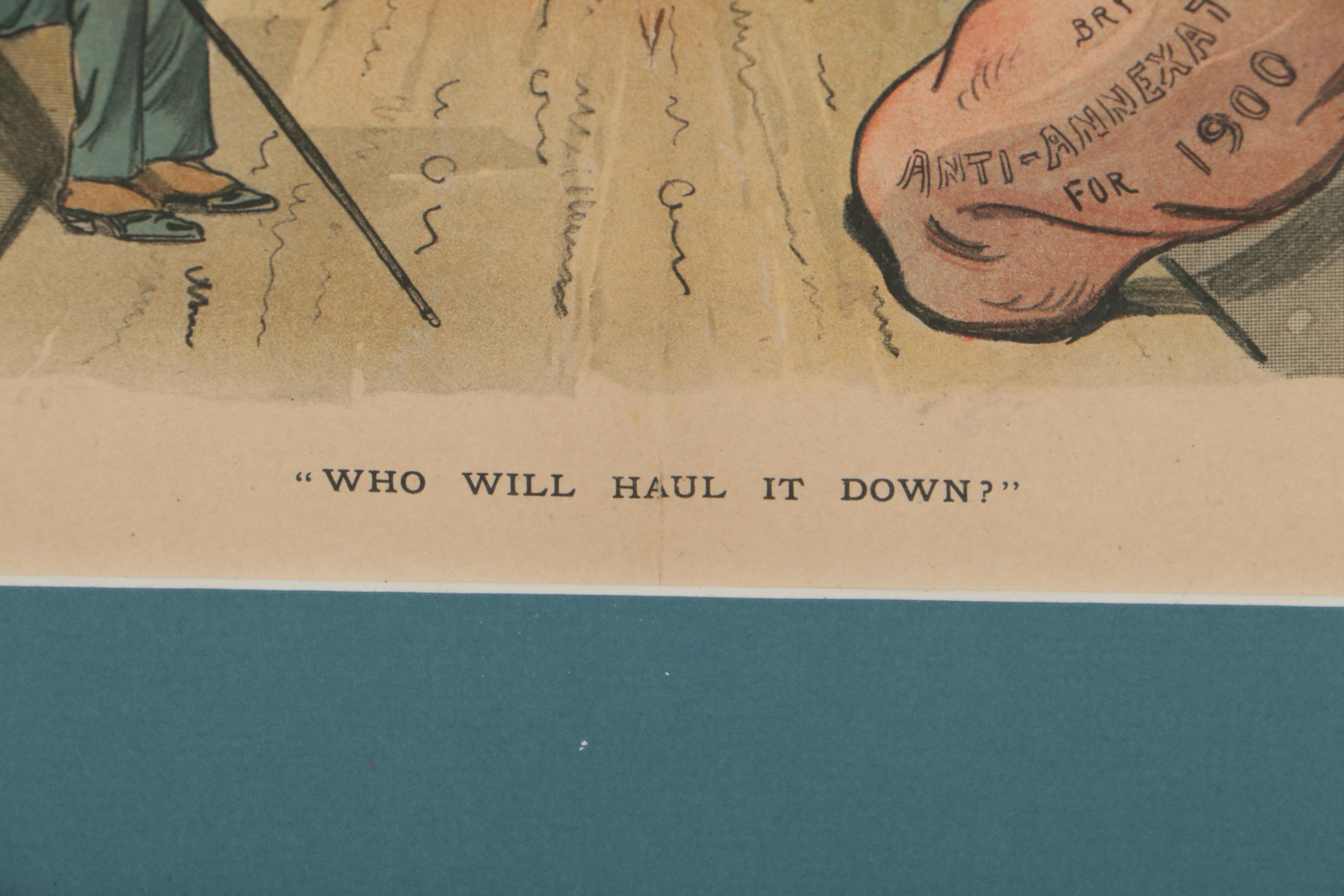 Puck Magazine Political Cartoon Lithograph "Who Will Haul It Down"
