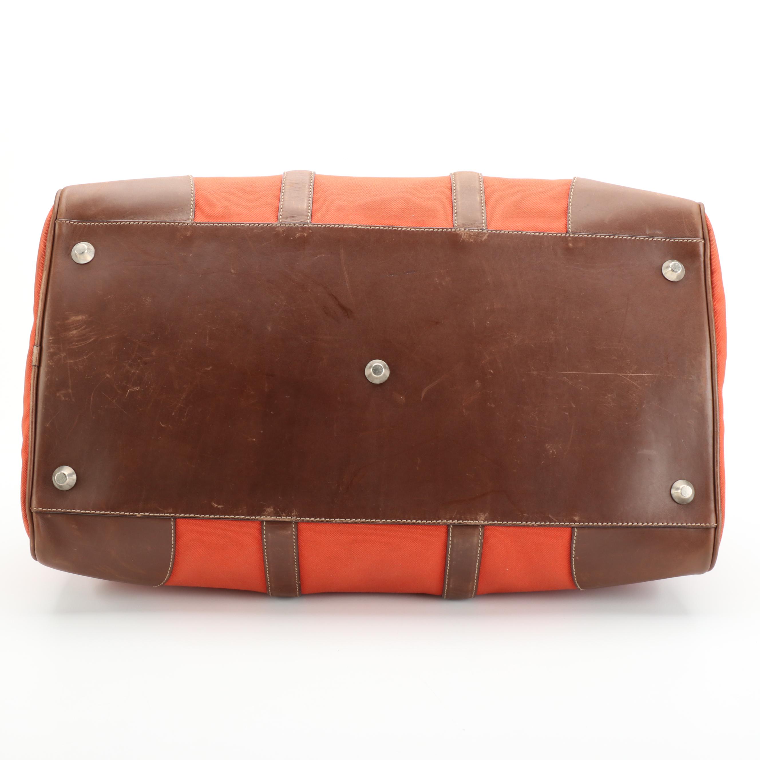 Prada Duffle Bag in Canvas with Brown Leather Trim