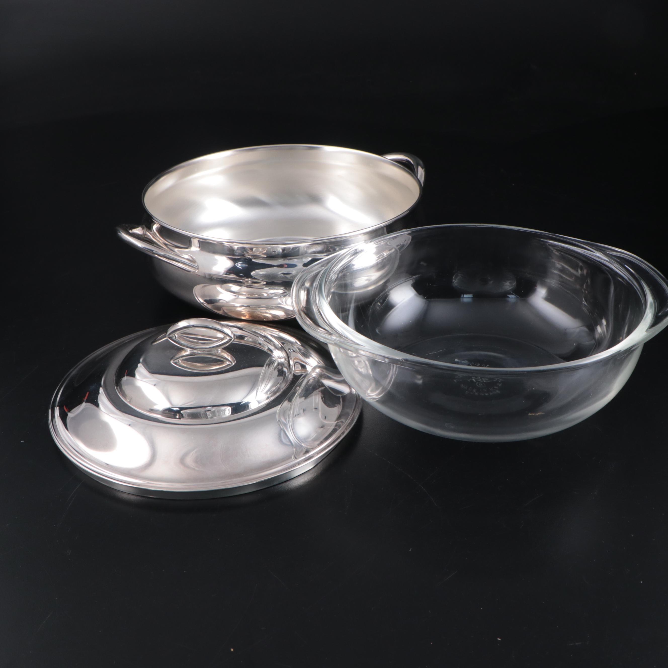 Gorham Silver Plate Casserole Dishes, Electric Food Warmer and Other Wine Bucket