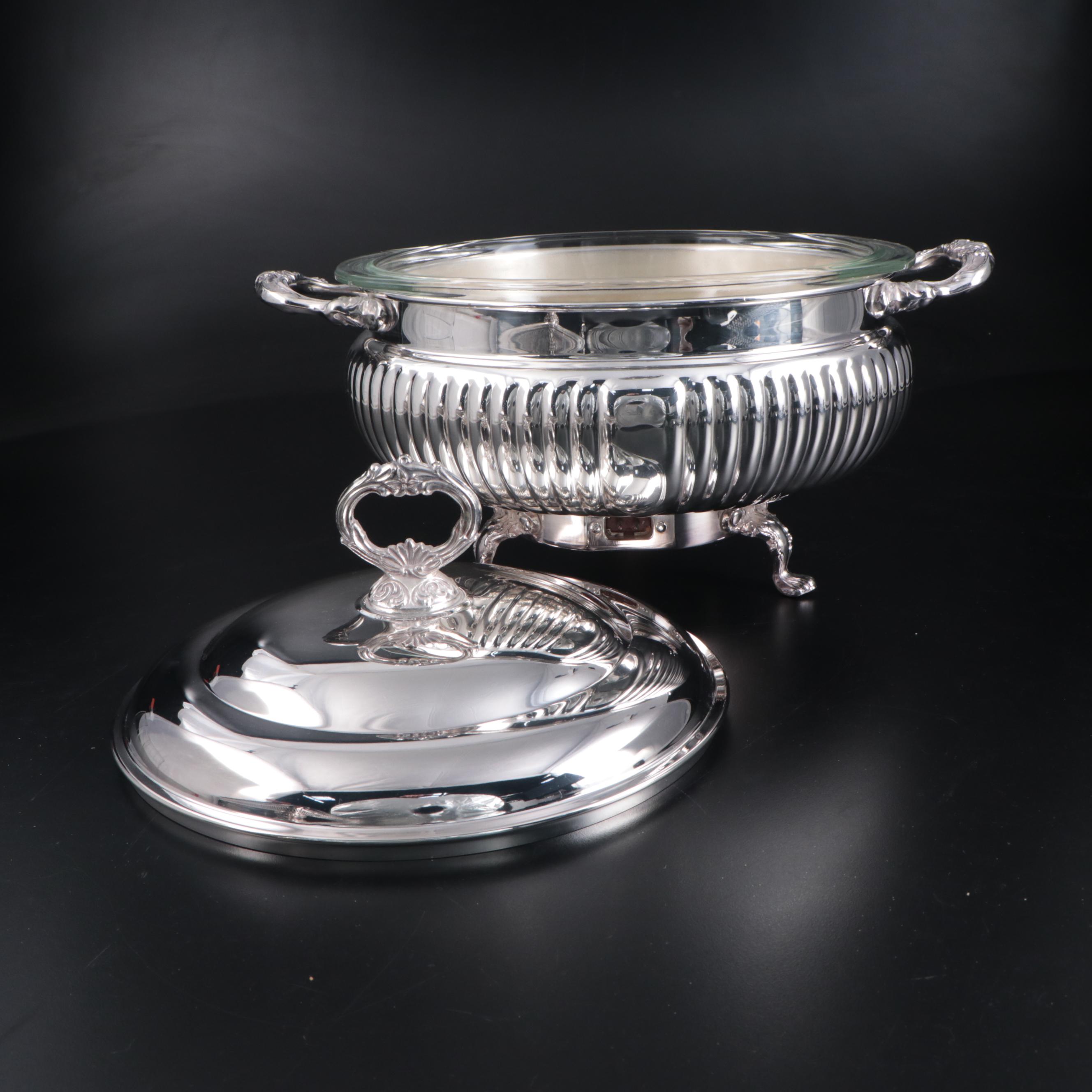 Gorham Silver Plate Casserole Dishes, Electric Food Warmer and Other Wine Bucket