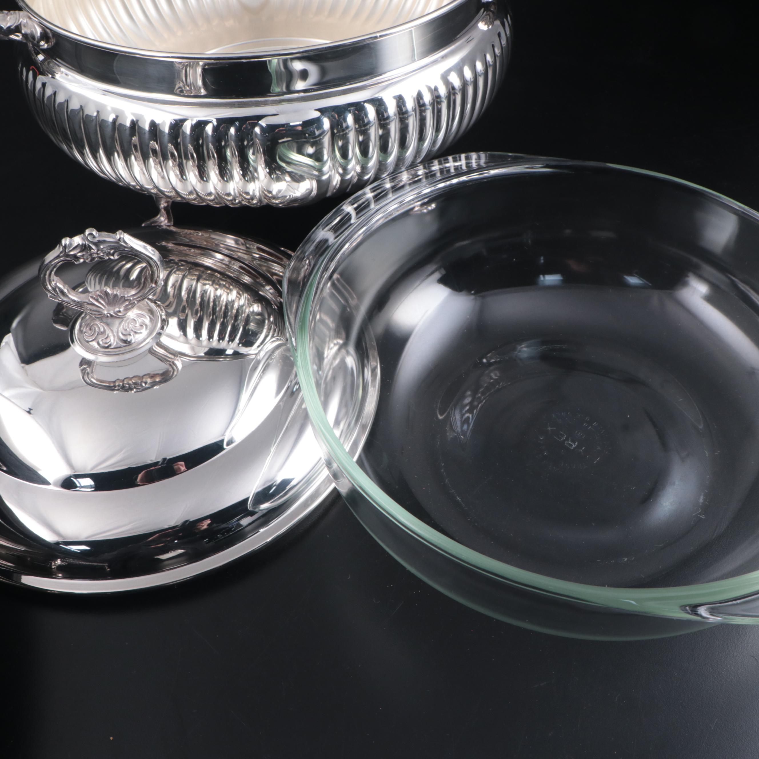 Gorham Silver Plate Casserole Dishes, Electric Food Warmer and Other Wine Bucket