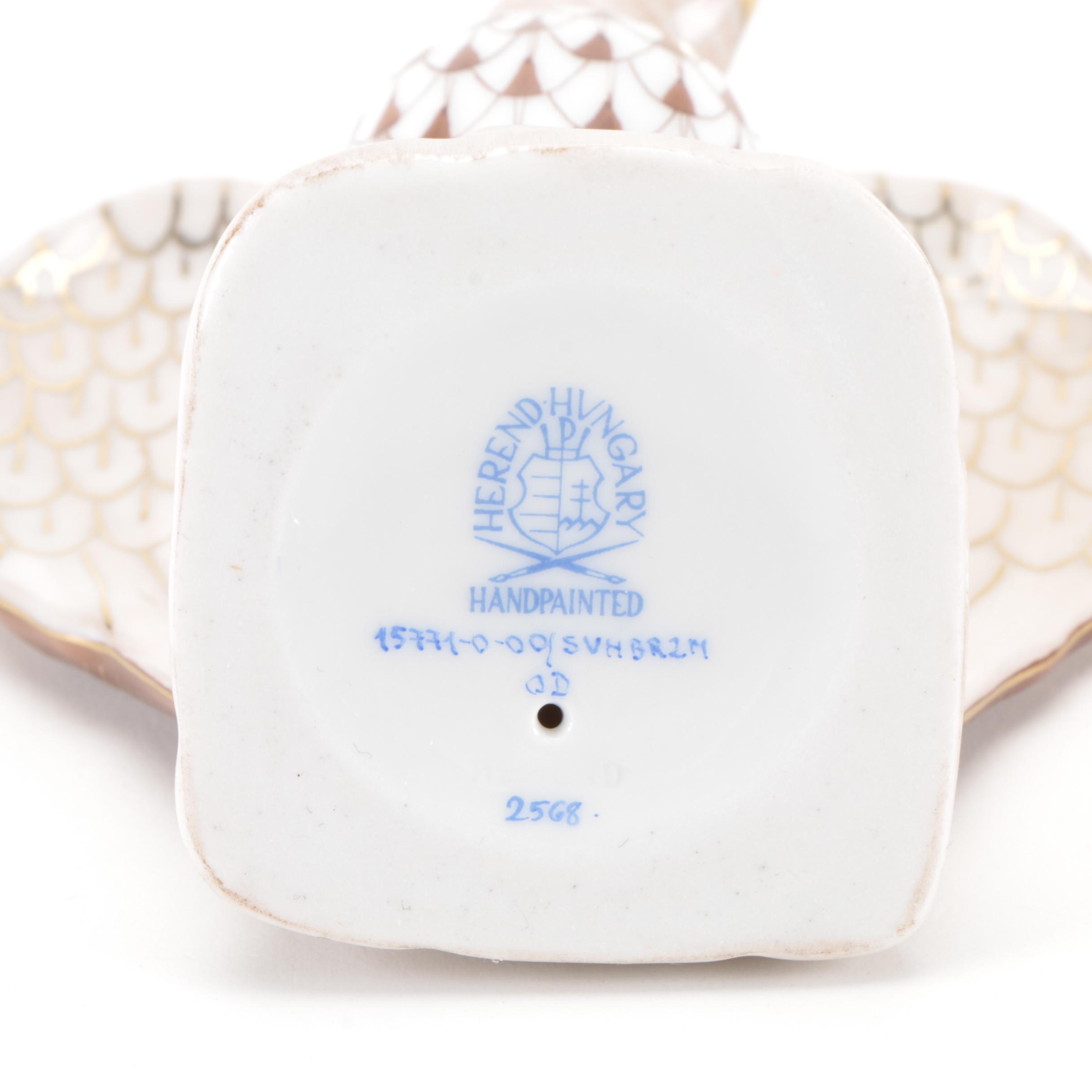 Herend Chocolate and Gold Fishnet "Eagle" Porcelain Figurine