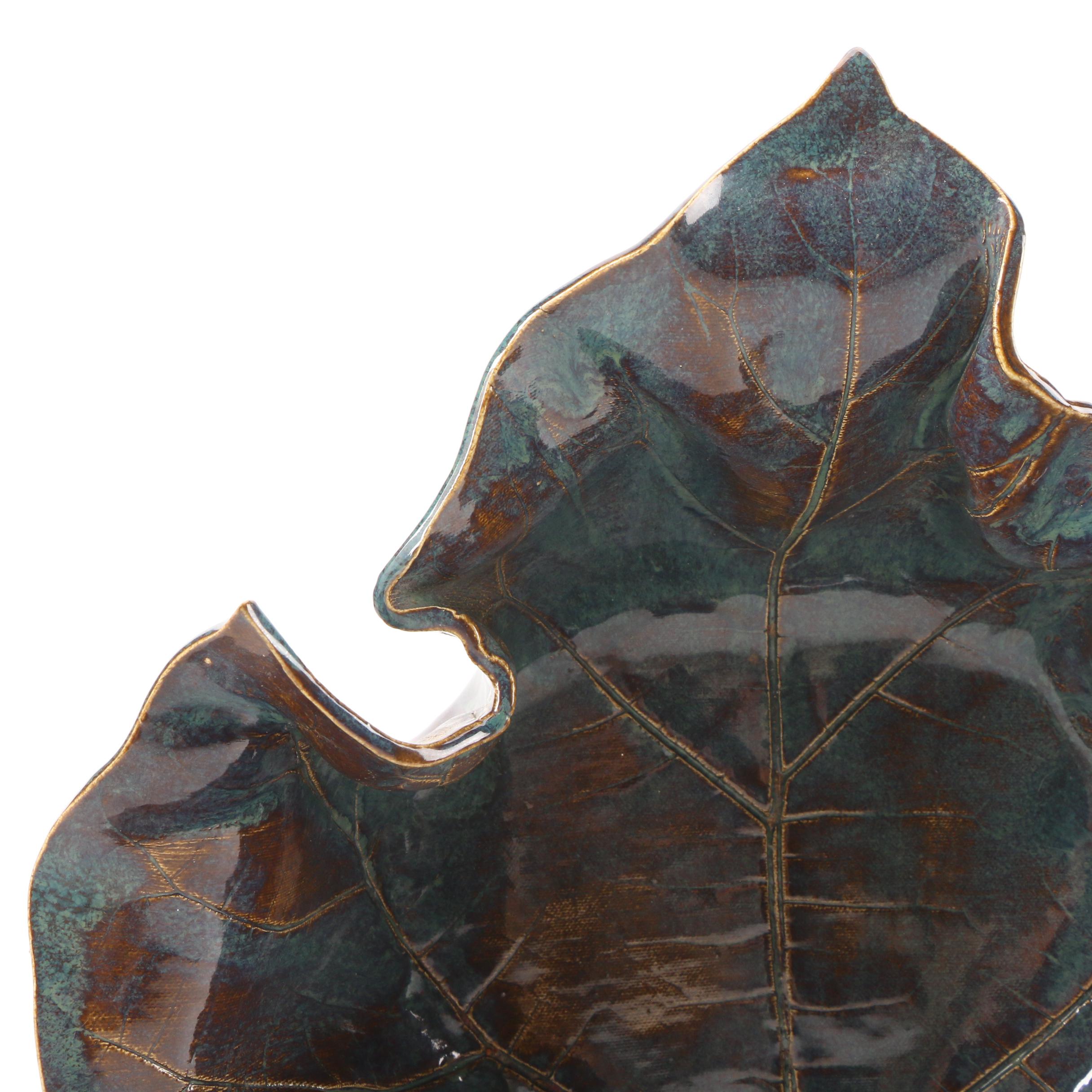 Cheryl Foster Free-Form Leaf Pottery Bowl with Frankoma Ceramic Vase