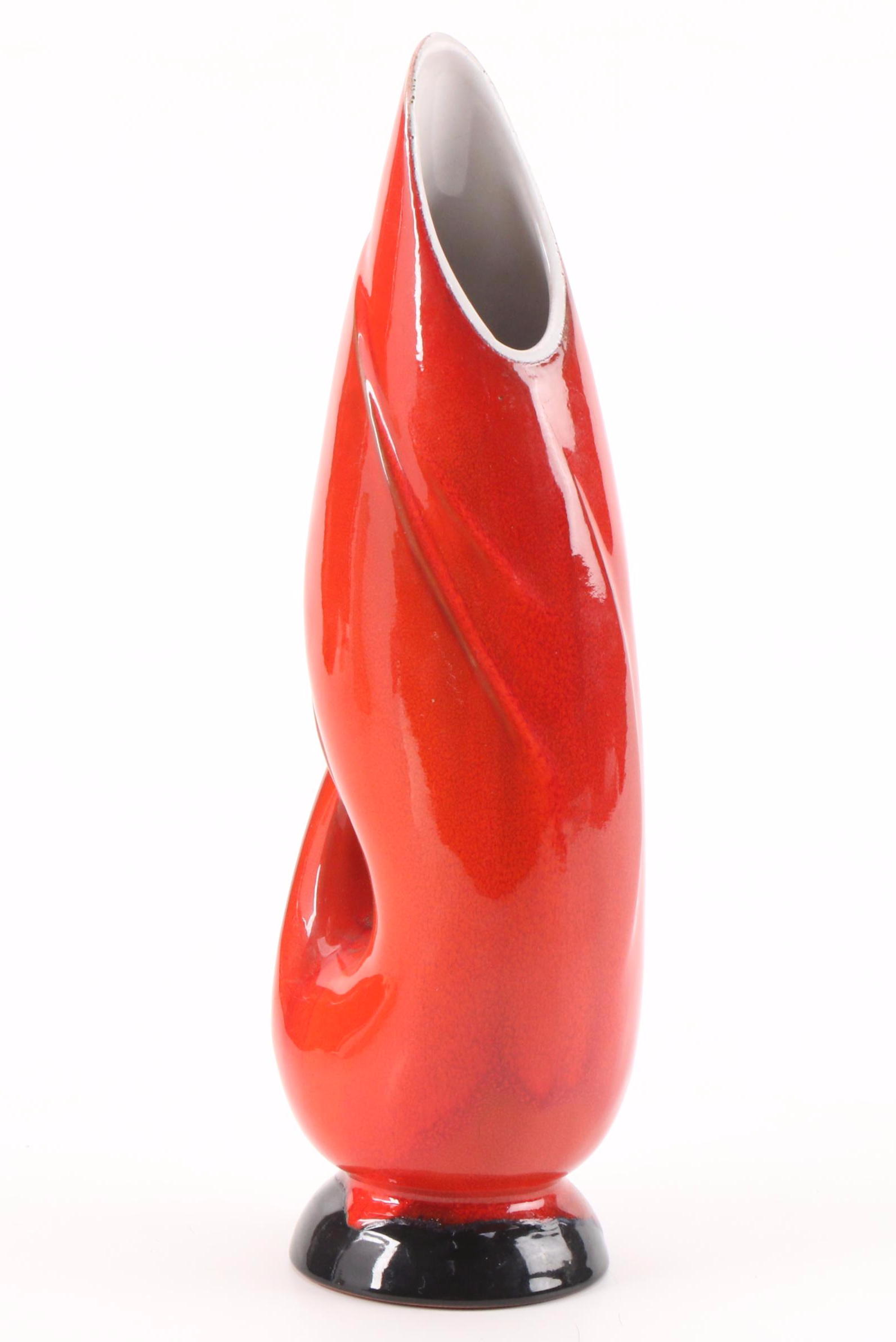 Cheryl Foster Free-Form Leaf Pottery Bowl with Frankoma Ceramic Vase