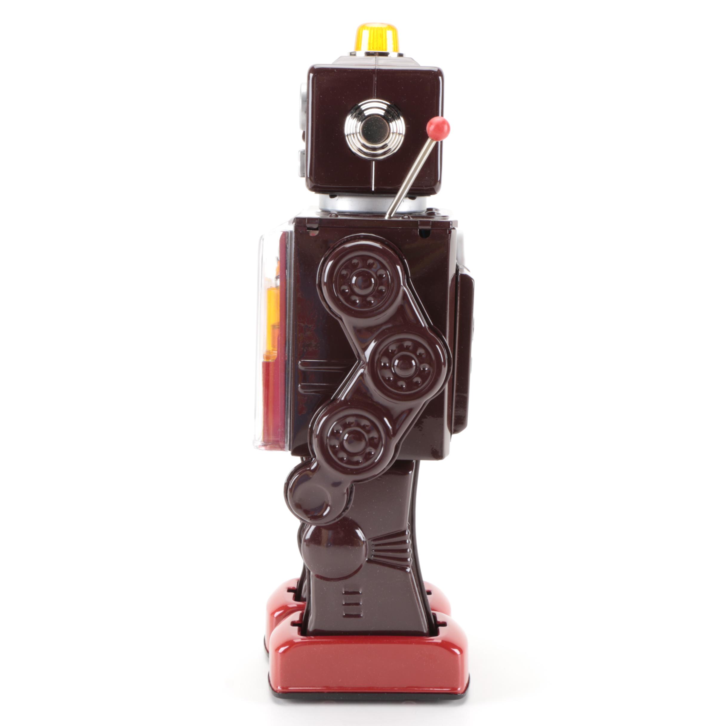 Metal House Piston Robot III Battery-Operated Tin Litho Toy