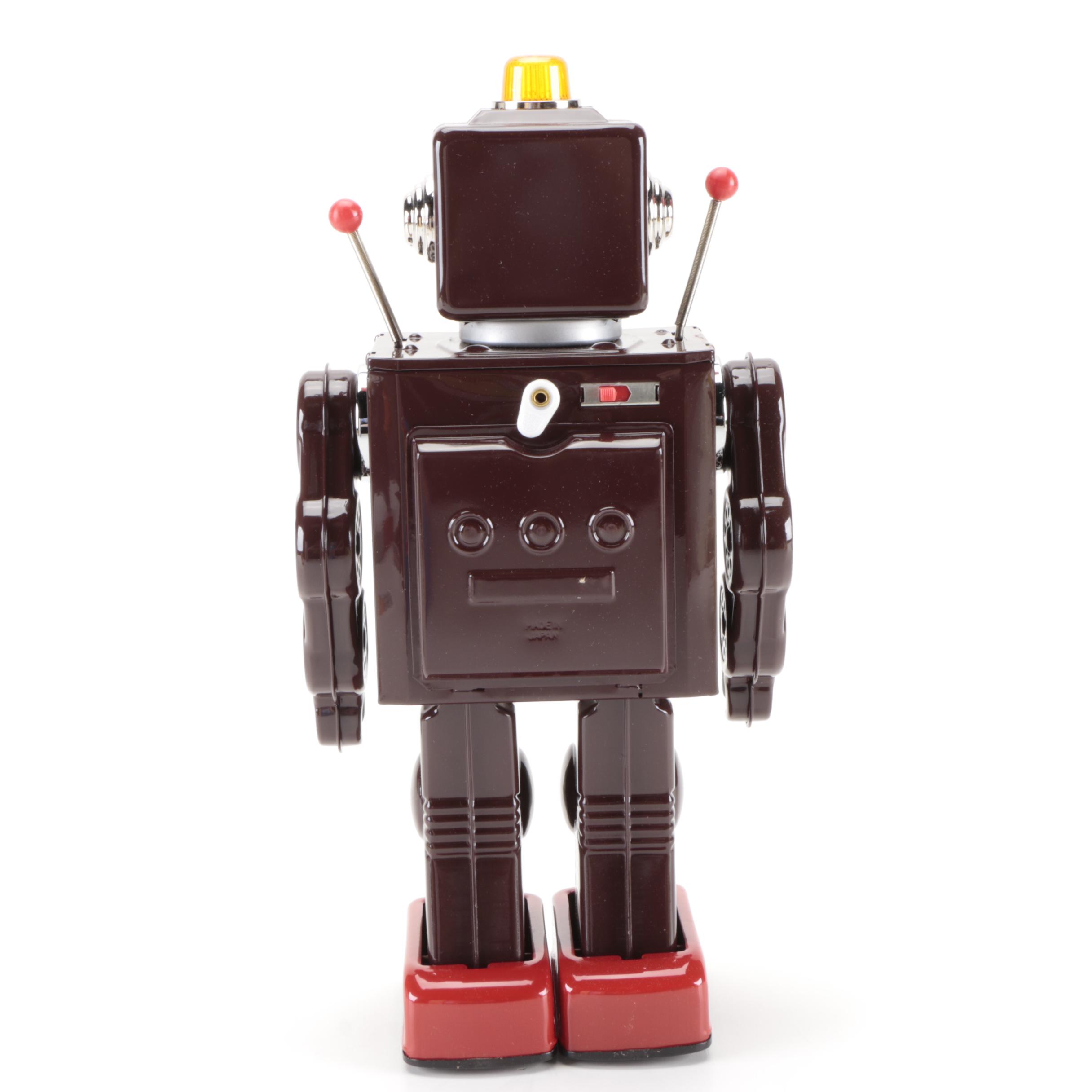 Metal House Piston Robot III Battery-Operated Tin Litho Toy