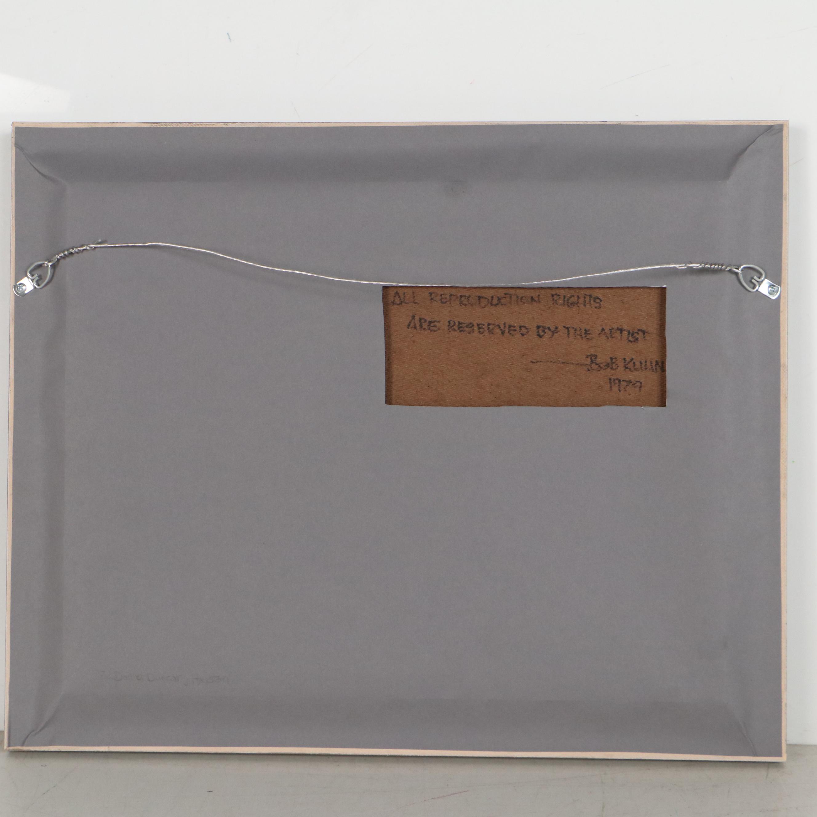 Bob Kuhn Wildlife Oil Painting of Mountain Lion Chasing Sheep, Late 20th Century