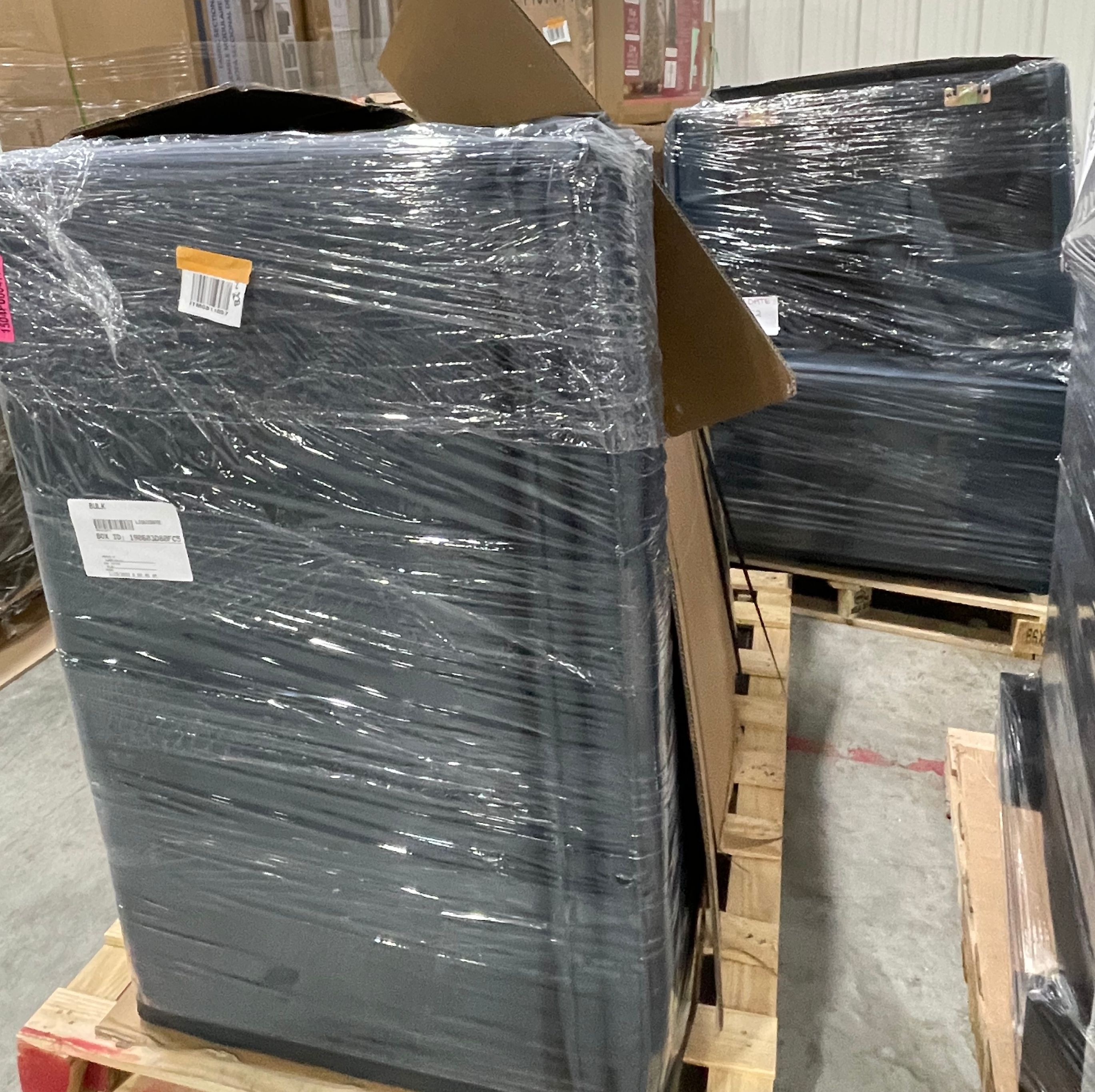 Abbyson "Blythe" Power Reclining Navy Leather Sectional with Power Headrests