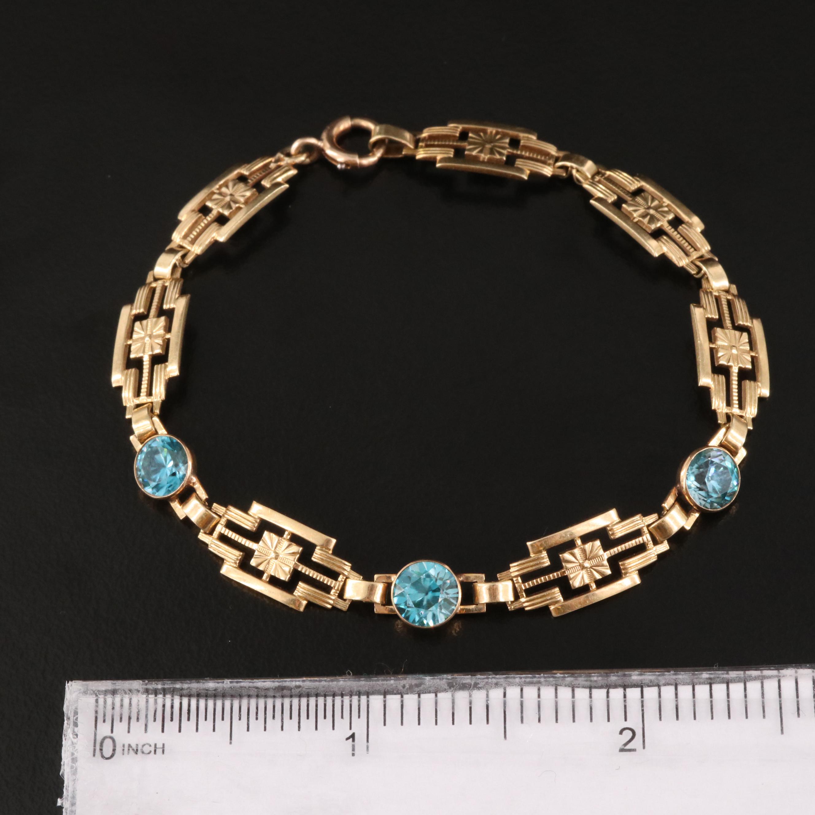 Late Art Deco Krementz 14K Zircon Bracelet