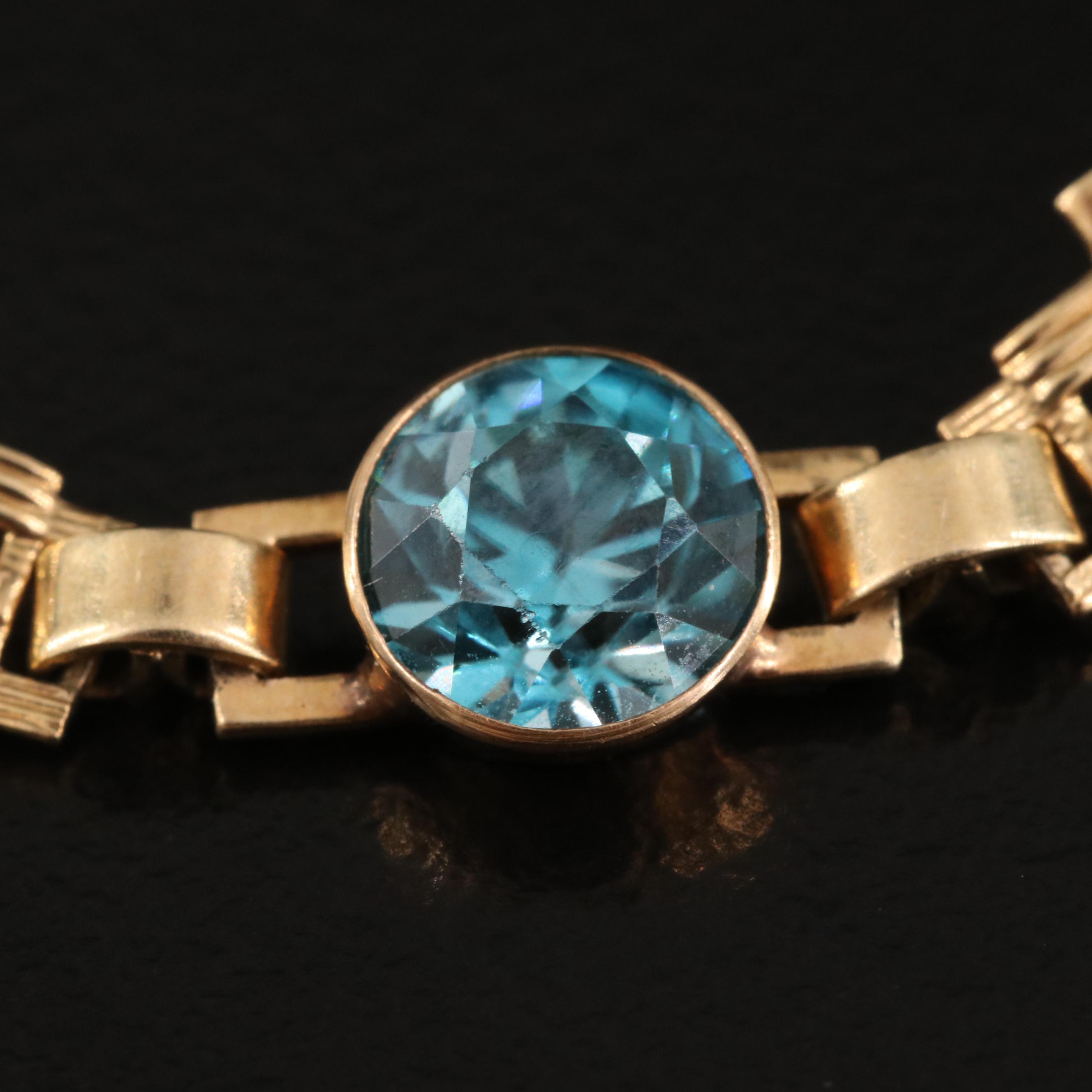 Late Art Deco Krementz 14K Zircon Bracelet