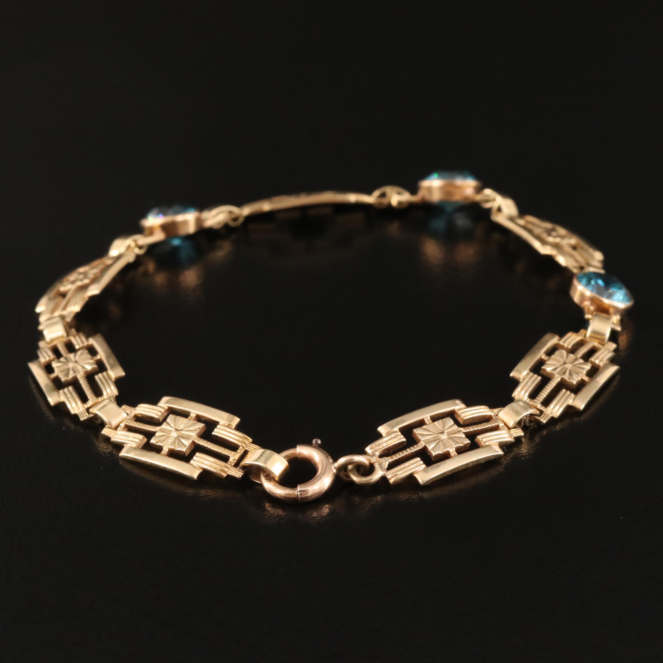 Late Art Deco Krementz 14K Zircon Bracelet