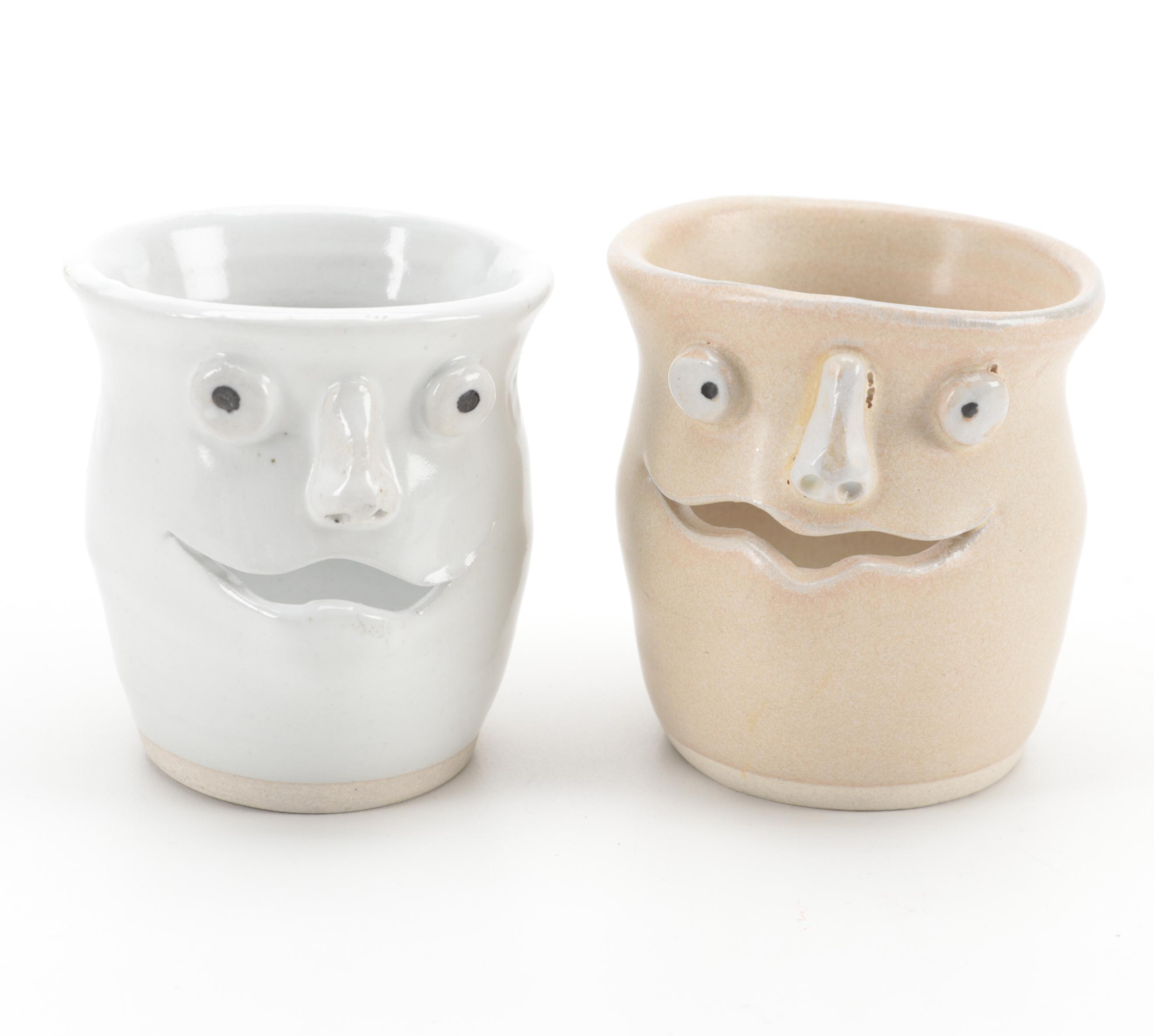 Peter Petrie and Jim Leadbetter Stoneware Art Pottery Egg Separators